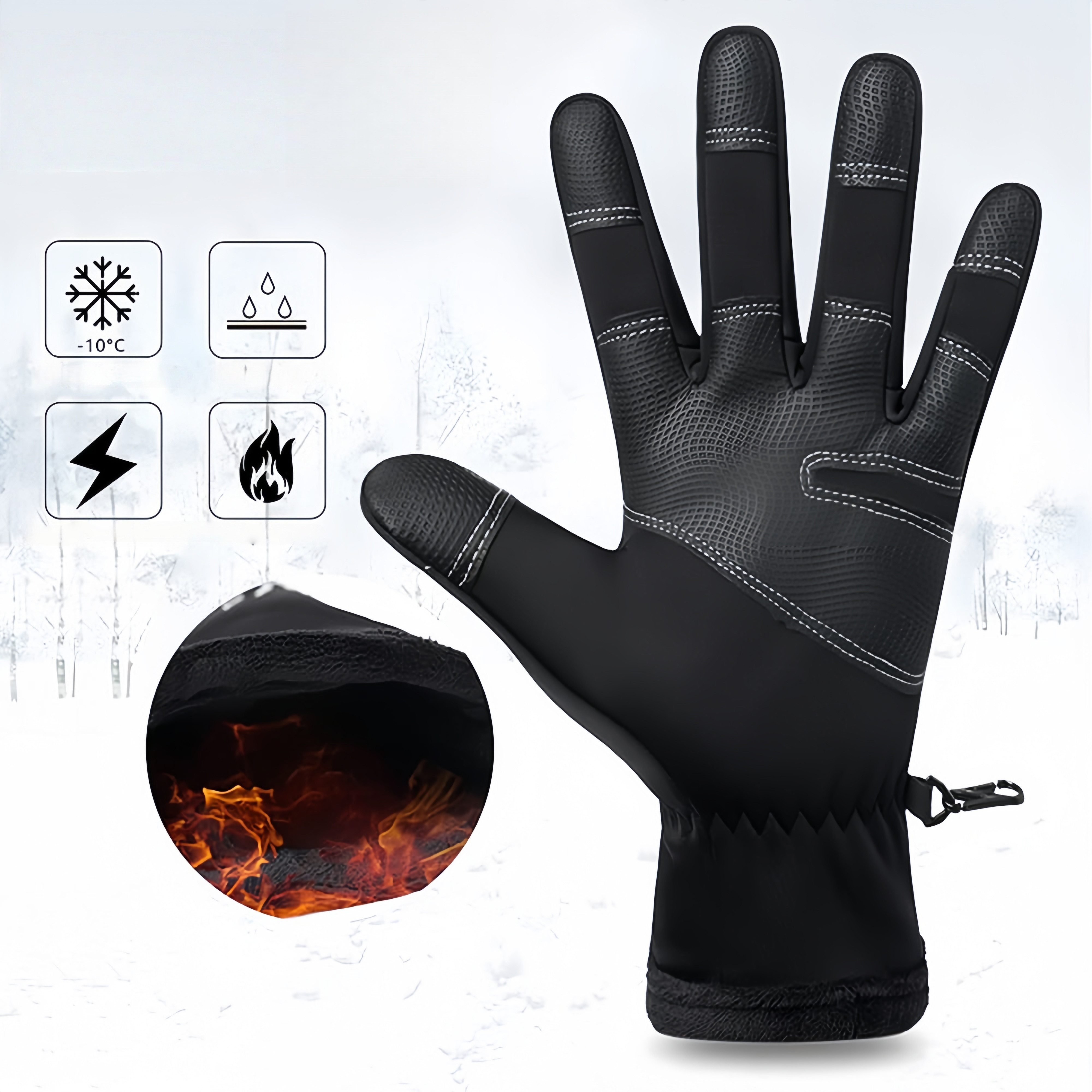 Cachito Fahrradhandschuhe Thermo Handschuhe Winter Anti-Rutsch Touchscreen Sporthandschuhe Für Fahrrad, Laufen, Wandern, Fahren – Bild 5 von 5
