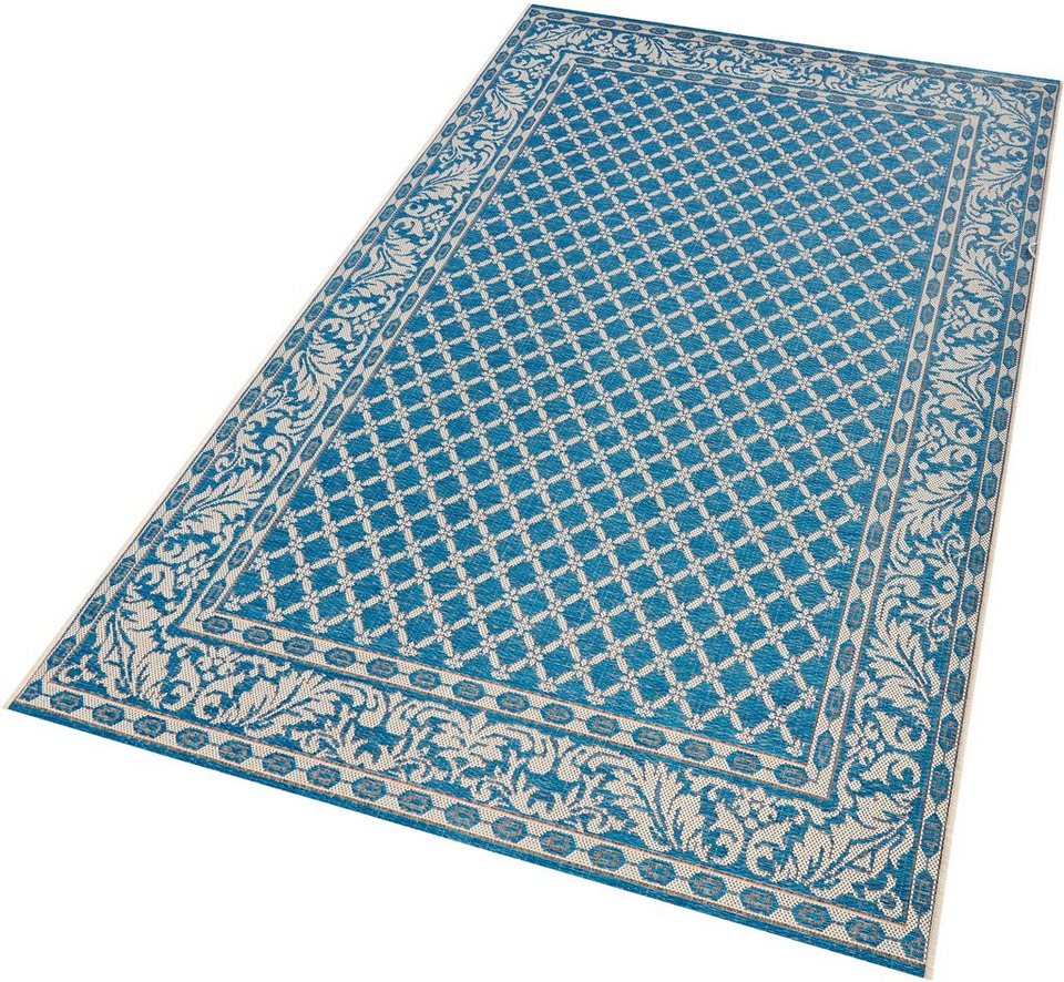 Outdoor-Teppich in hellblau mit Ornamenten