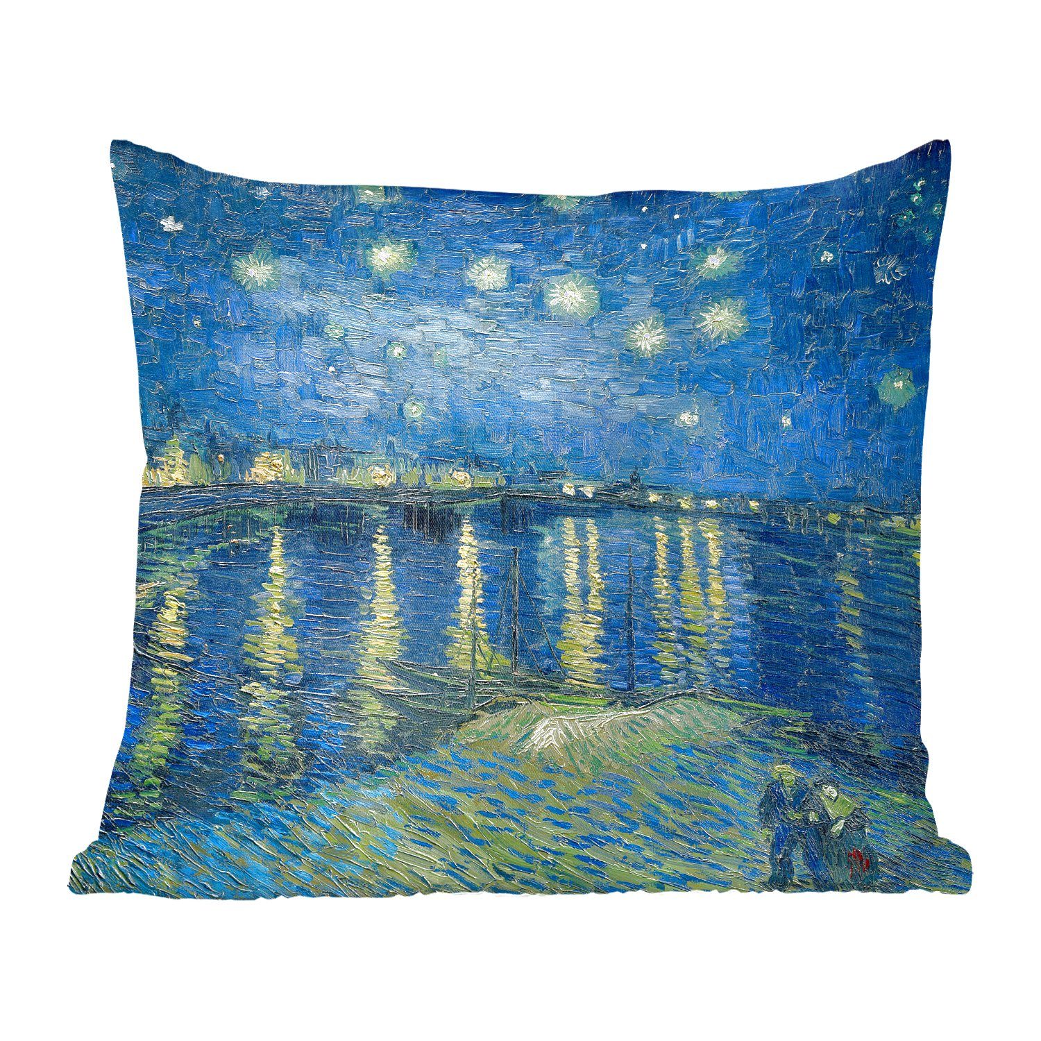 MuchoWow Dekokissen Die sternenklare Nacht - Gemälde von Vincent van Gogh, Zierkissen mit Füllung für Wohzimmer, Schlafzimmer, Deko, Sofakissen