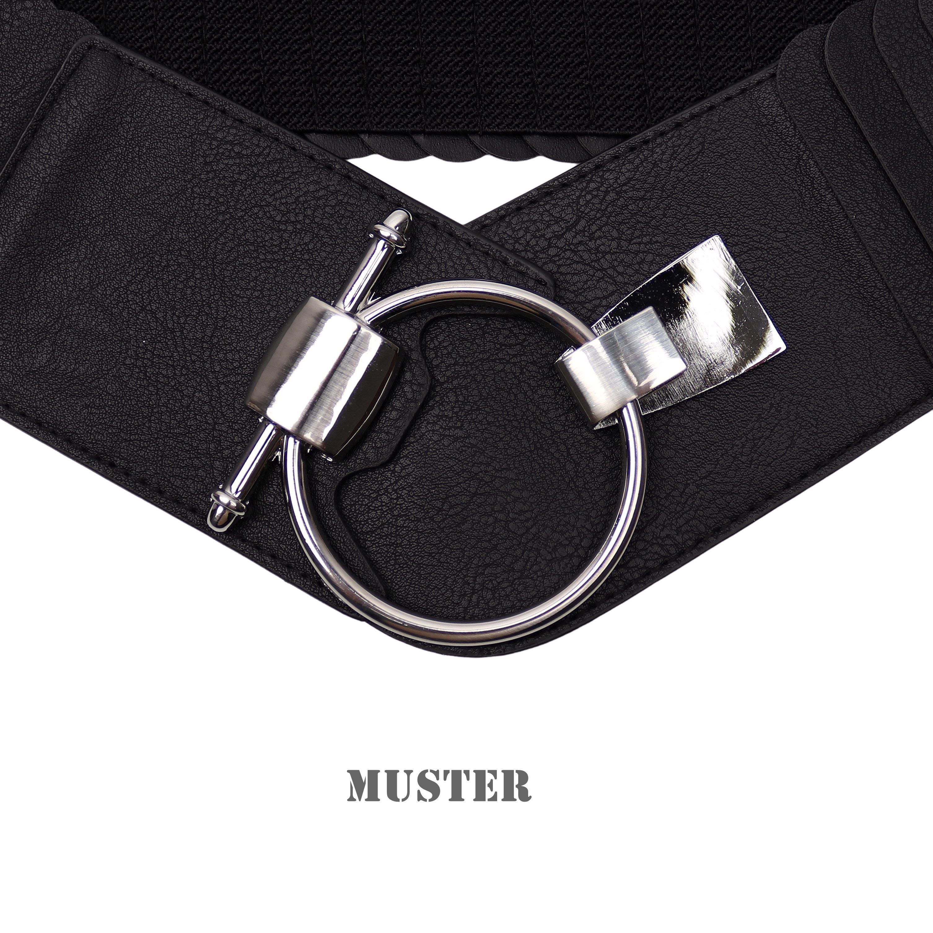 MIRROSI Taillengürtel Leo Unifarbe breit 8cm für Taillenumfang 85 bis 110cm, ONESIZE (Unifarben, Angenehmes Tragesgefühl, Leopard Muster) Breiter Stretch Gürtel