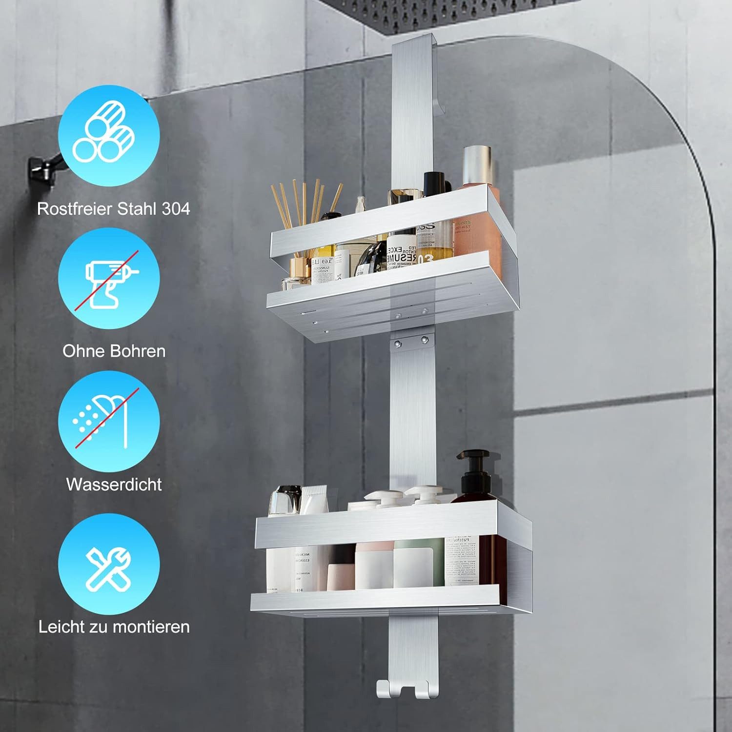 NUODWELL Duschablage zum Hängen, Duschregal aus Edelstahl SUS304 Ohne Bohre günstig online kaufen