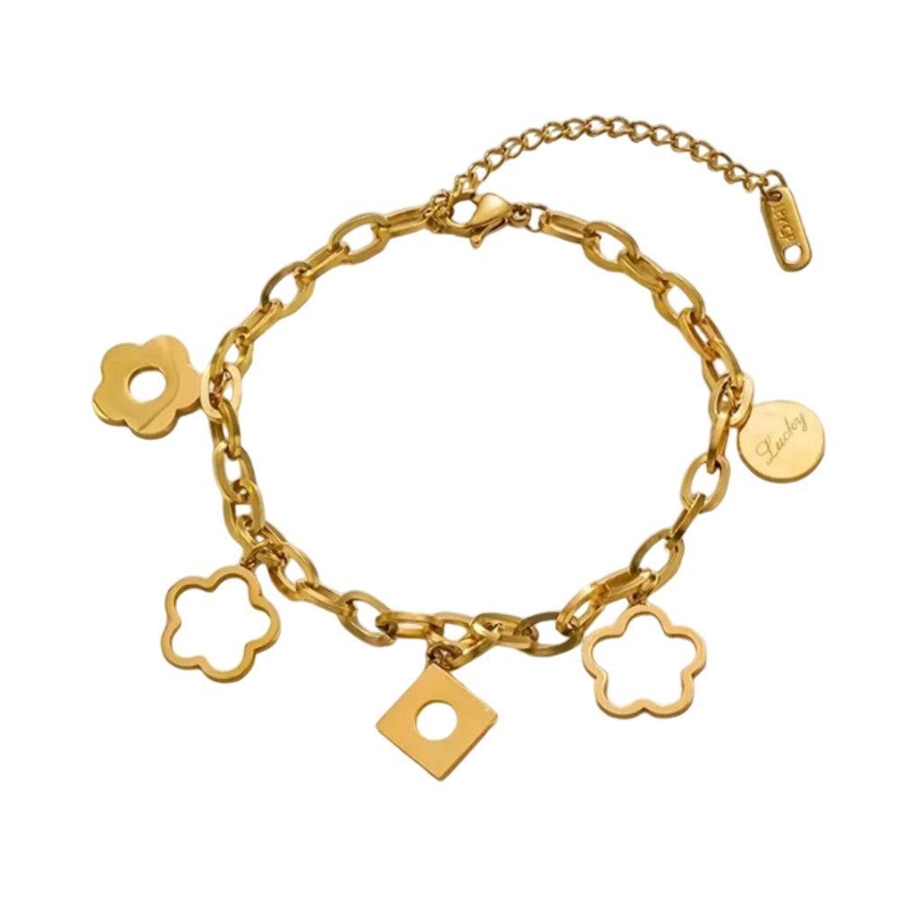 Lale Collection® Charm-Armband Gold Kleeblatt Schmuck Armband Accessoire Mo günstig online kaufen