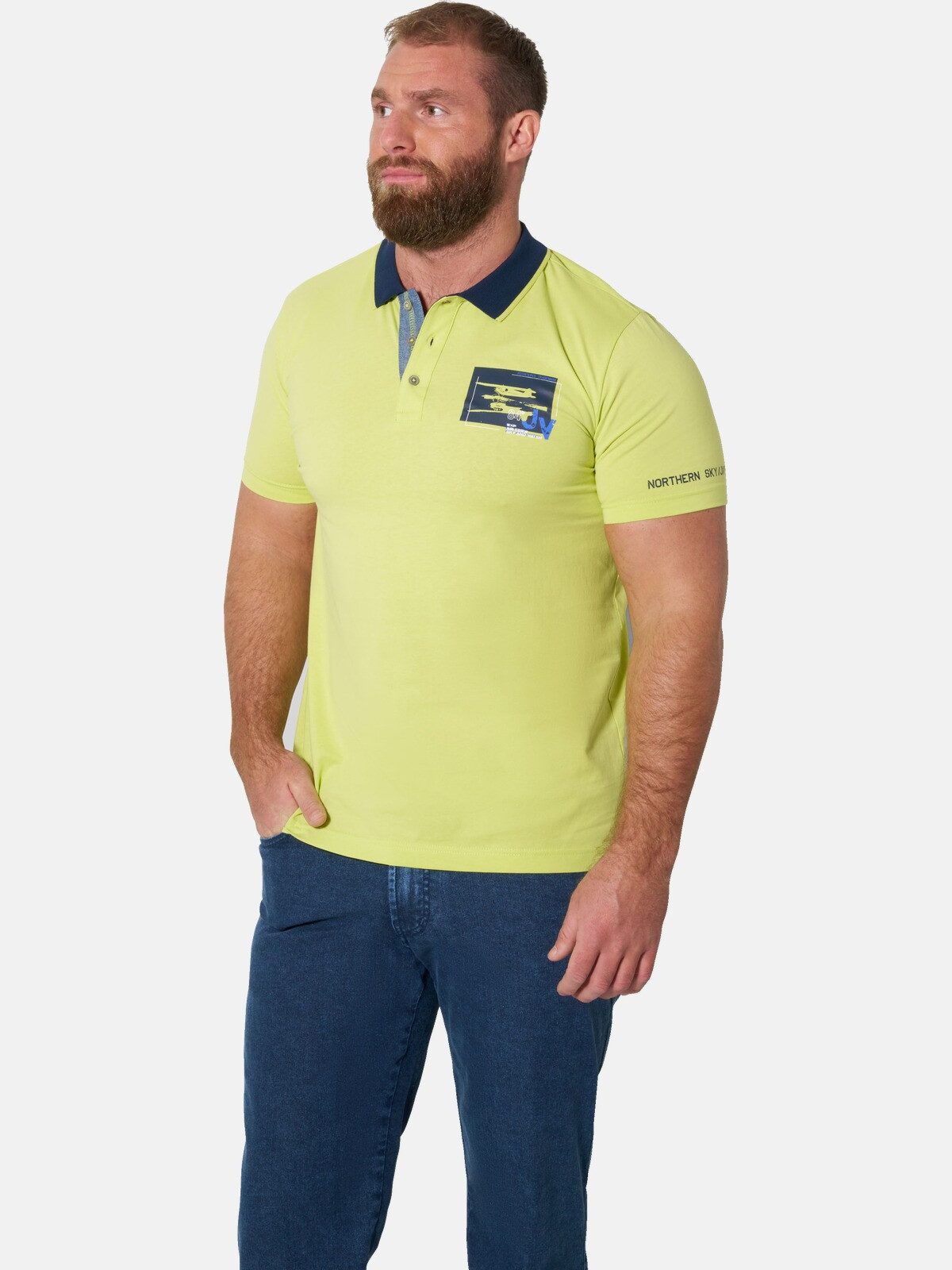 Jan Vanderstorm Poloshirt OLATUR +Fit Kollektion, blauer Kragen