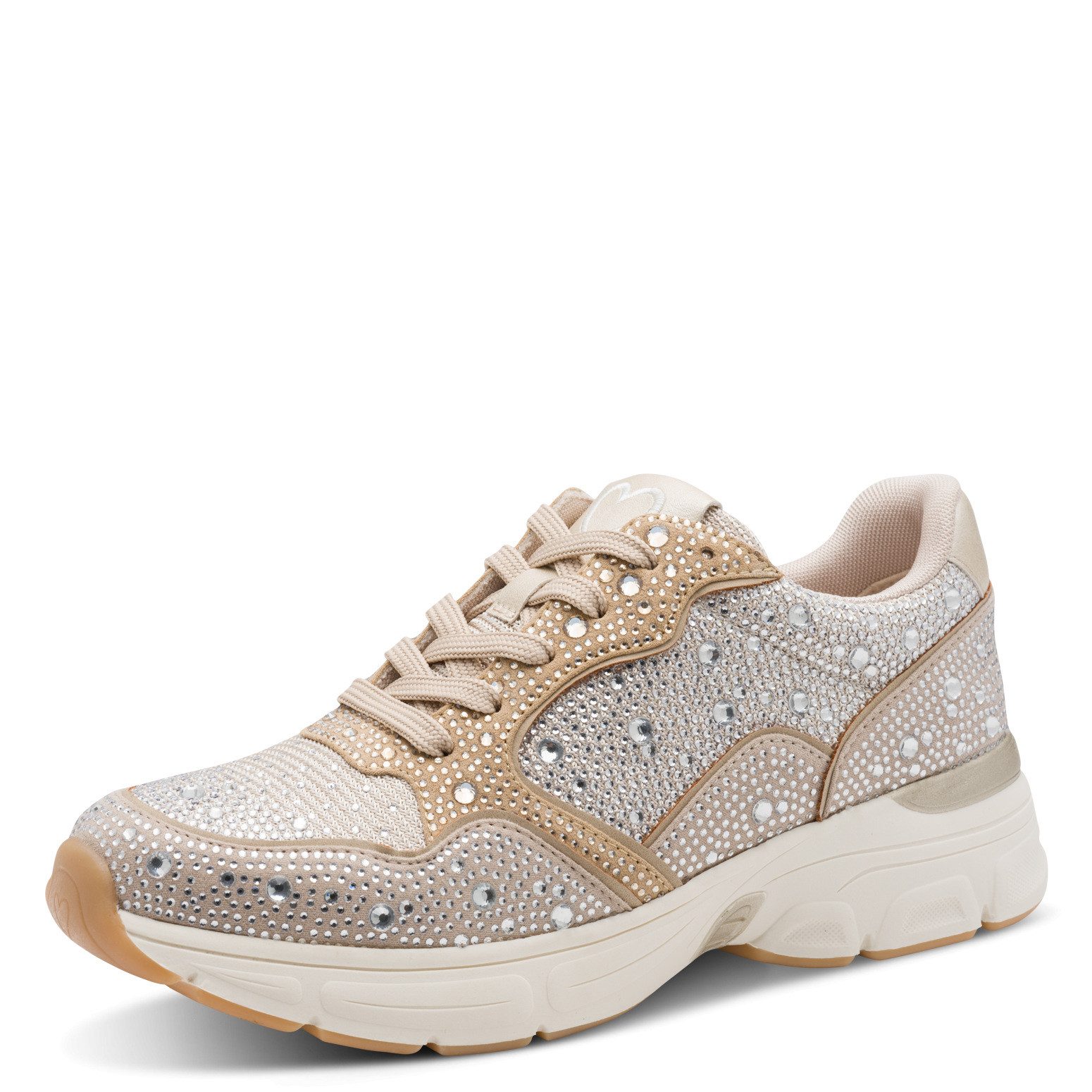 MARCO TOZZI Plateausneaker Freizeitschuh, Halbschuh, Schnürschuh mit glänzenden Strasssteinen