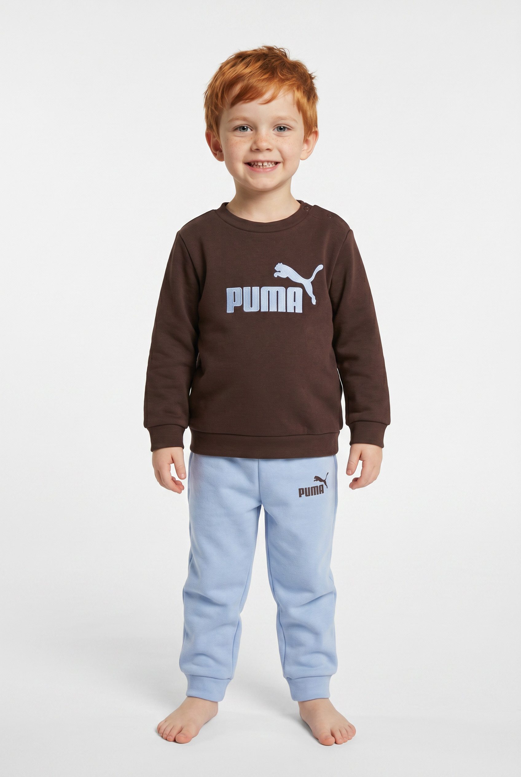PUMA Trainingsanzug MINICATS ESS CREW SET FL INTEREST INF (2-tlg), zweiteiliges Set, Langarm-Oberteil, mit Logodruck, bedruckte Optik