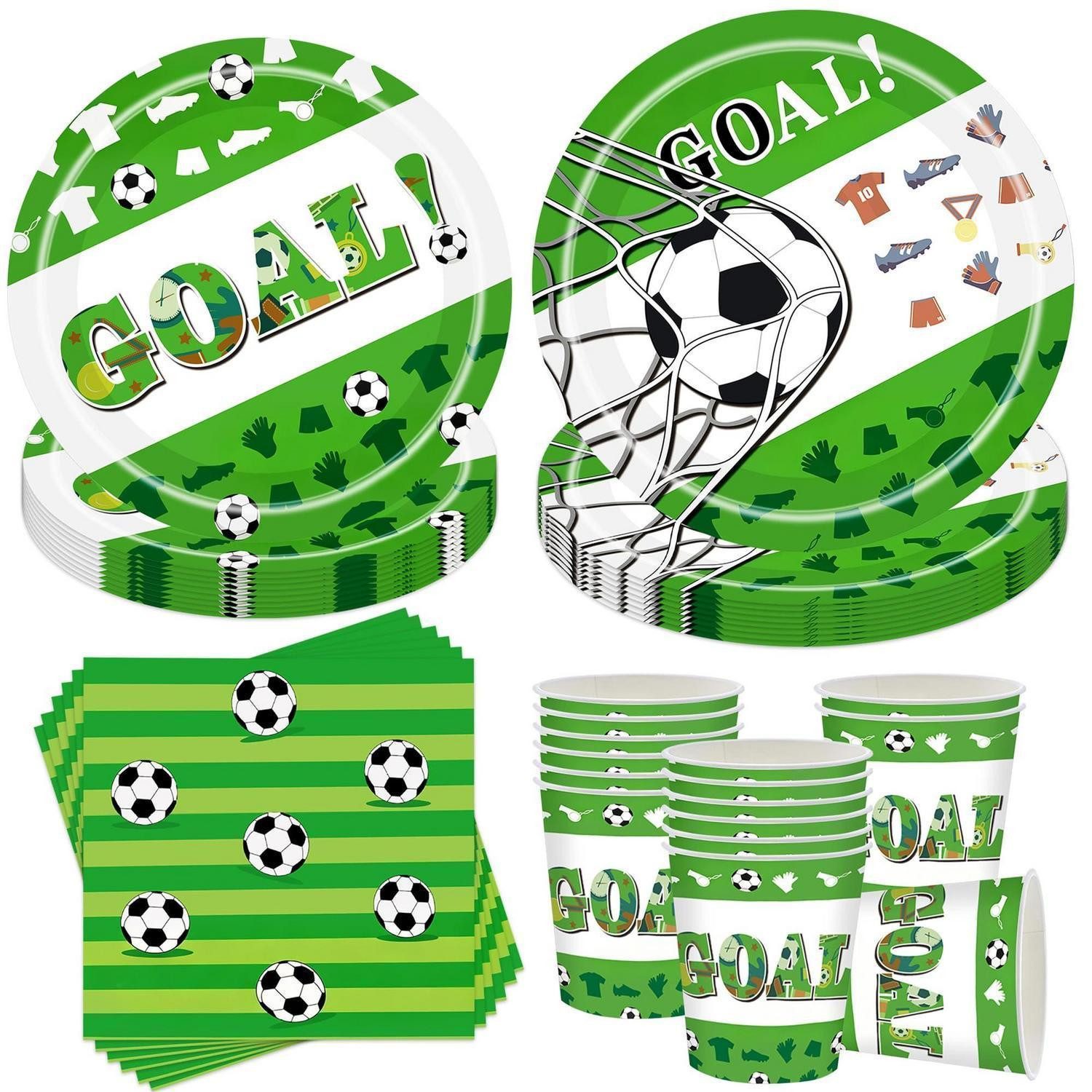 LuxusKollektion Pappteller Partygeschirr Set Fußball 10 Gäste Grün, (1 St)