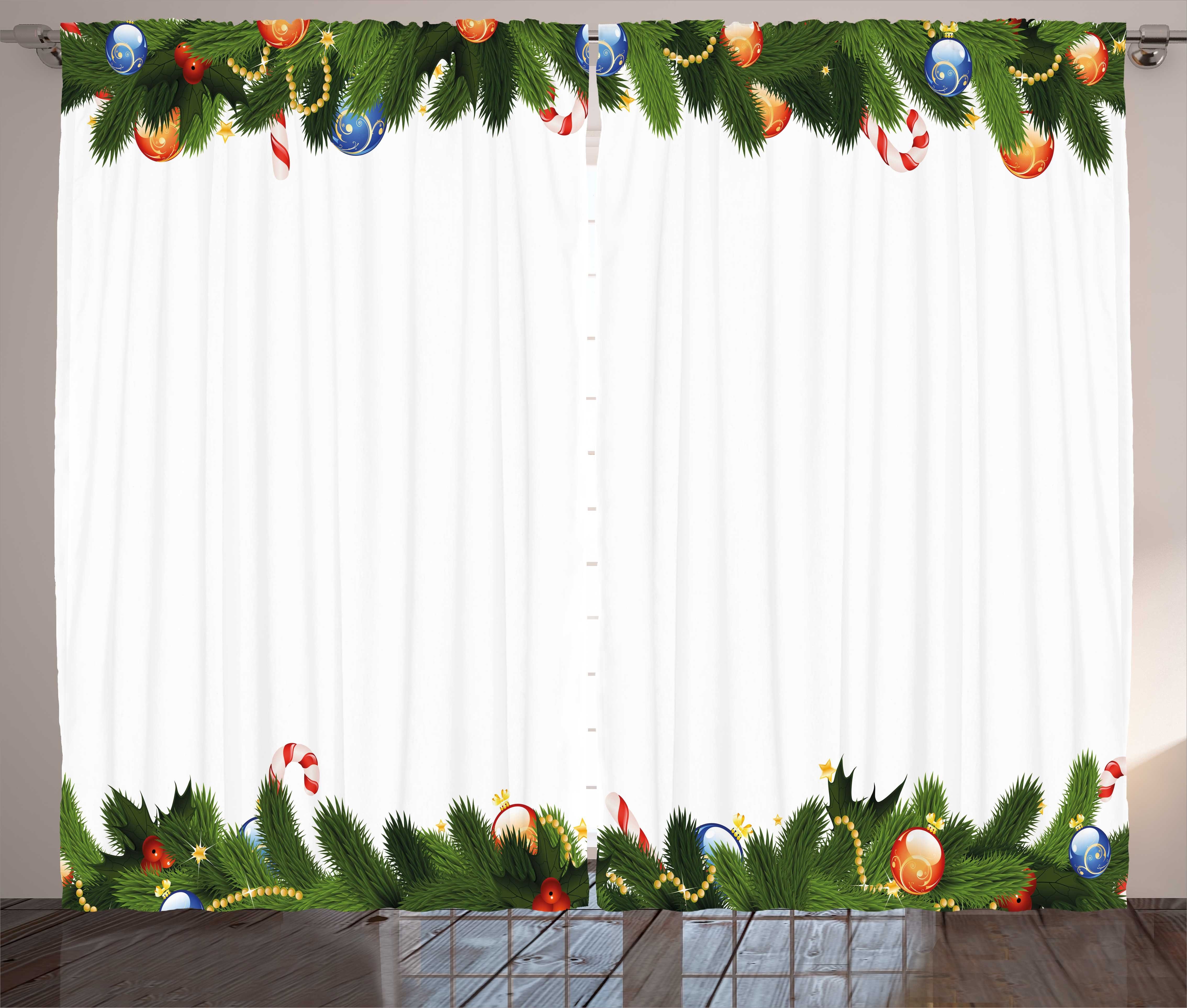 Gardine Schlafzimmer Kräuselband Vorhang mit Schlaufen und Haken, Abakuhaus, Neujahr Christmas Candy Canes | Fertiggardinen