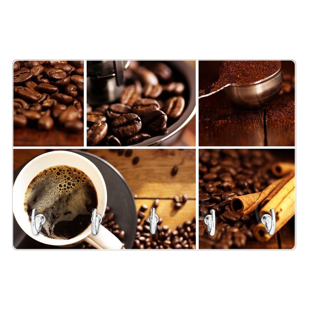 banjado Hakenleiste Motiv Kaffee&Schokolade, (5 chrom Haken)