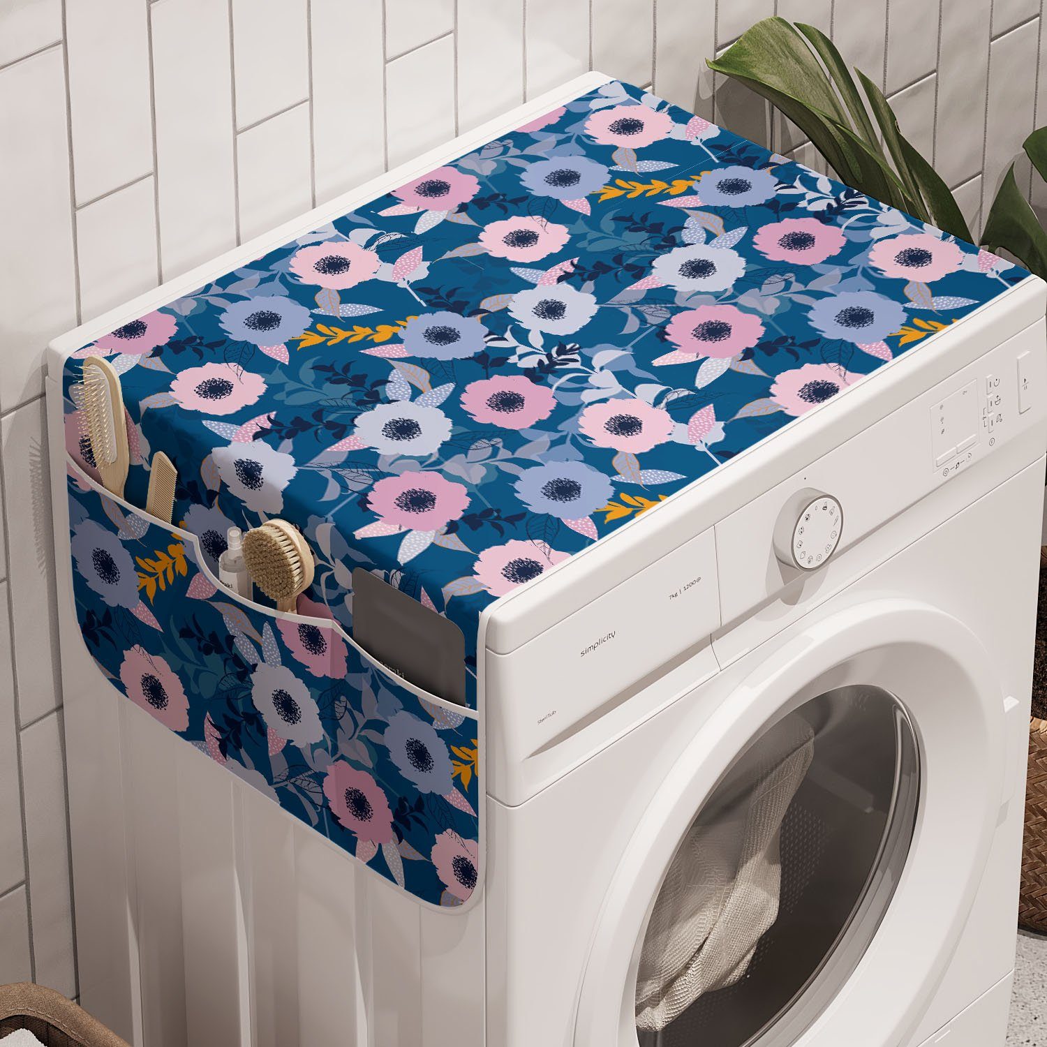 Abakuhaus Badorganizer Anti-Rutsch-Stoffabdeckung Waschmaschine Blumen Pastellfarben-Blüten-Kunst und für Trockner