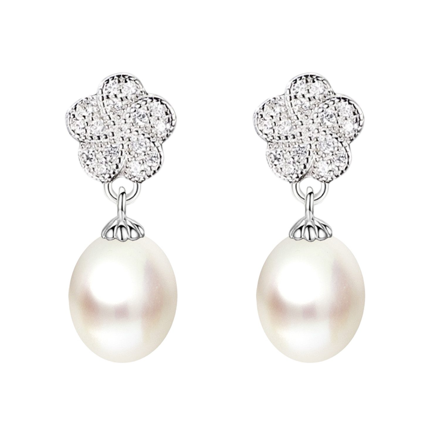LÖB Paar Ohrstecker 925 Silber Ohrringe Hängend Tropfen Zuchtperlen Zirkoni günstig online kaufen