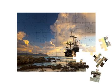 puzzleYOU Puzzle Piratenschiff auf dem offenen Meer, 48 Puzzleteile, puzzleYOU-Kollektionen Segelschiffe