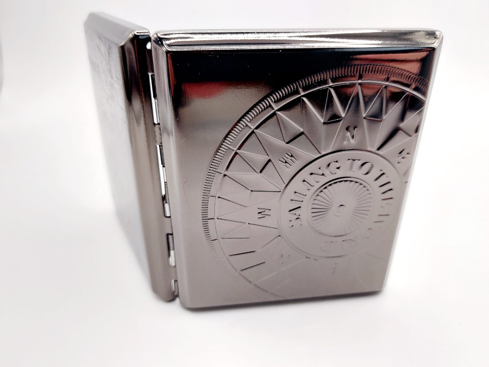 meytrade Bogenetui Zigarettenetui Kompass Vintage Antik Chrome