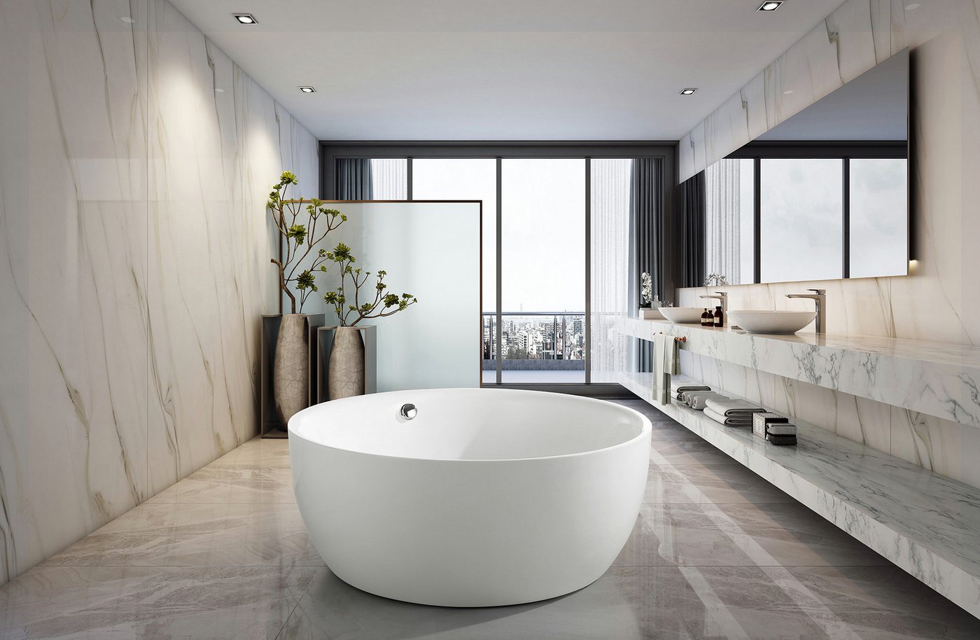 Thumbnail - JVmoebel Badewanne Runder Badewanne Standbadewanne Badezimmer Wanne Freistehende Weiß, (1-tlg), Made in Europa