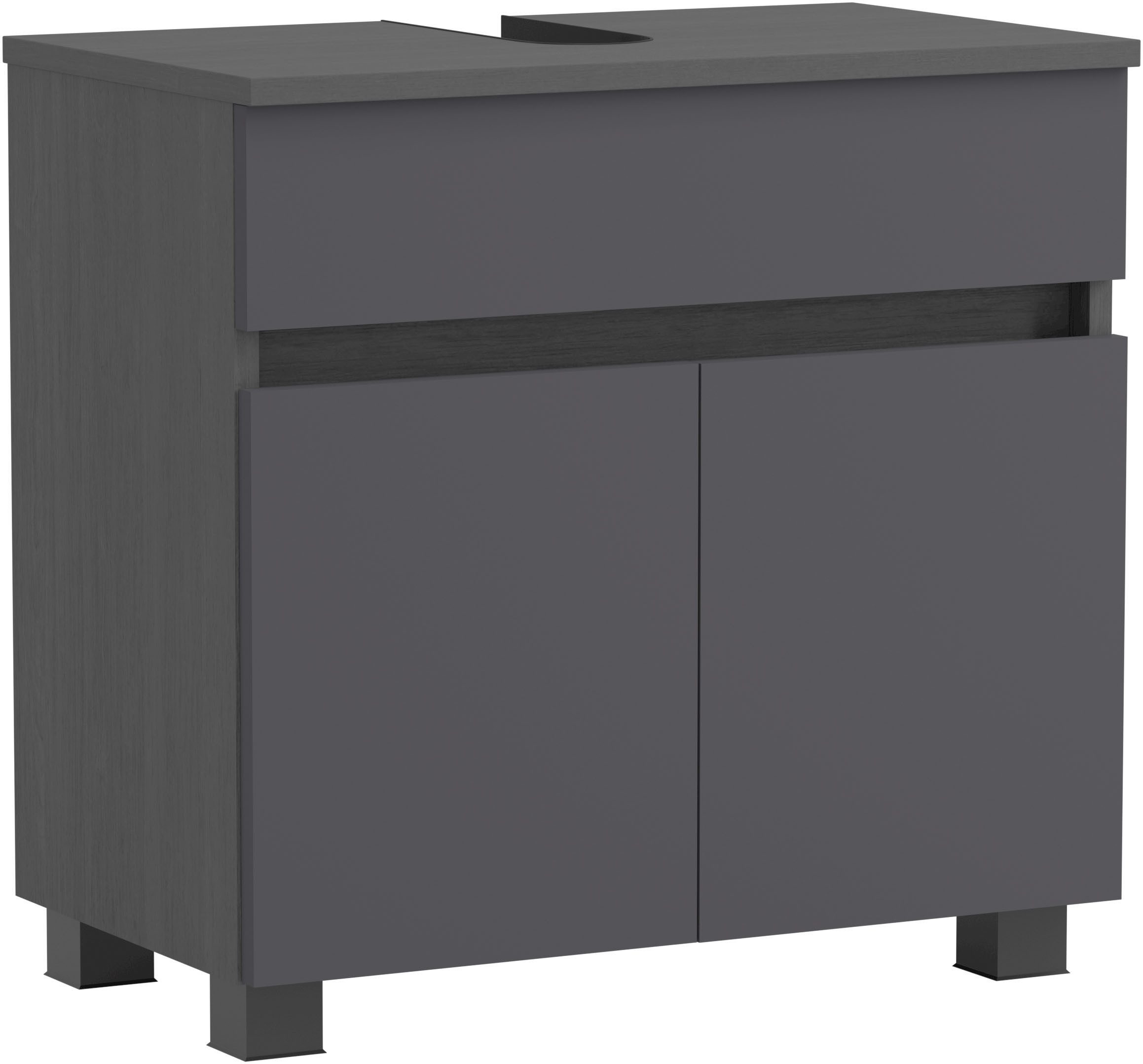 OTTO home Waschbeckenunterschrank Bozen, Unterbeckenschrank 60 cm (Badezimmerschrank, Badschrank, Stauraum, Badmöbel, Schrank) griffloses Design, Maße (B/T/H): 60/35/54 cm
