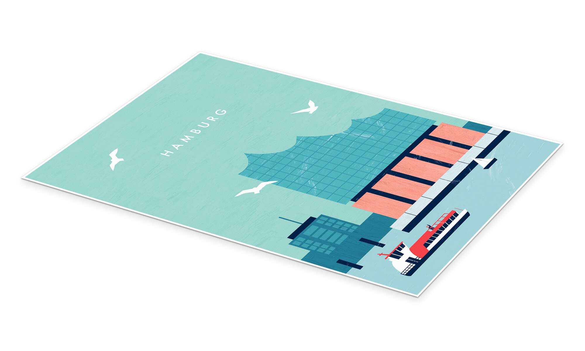 Posterlounge Wandbild Hamburg - Elbphilharmonie Illustration, Katinka Reinke, erhältlich als Poster, Leinwandbild, Wandsticker oder Acrylglasbild