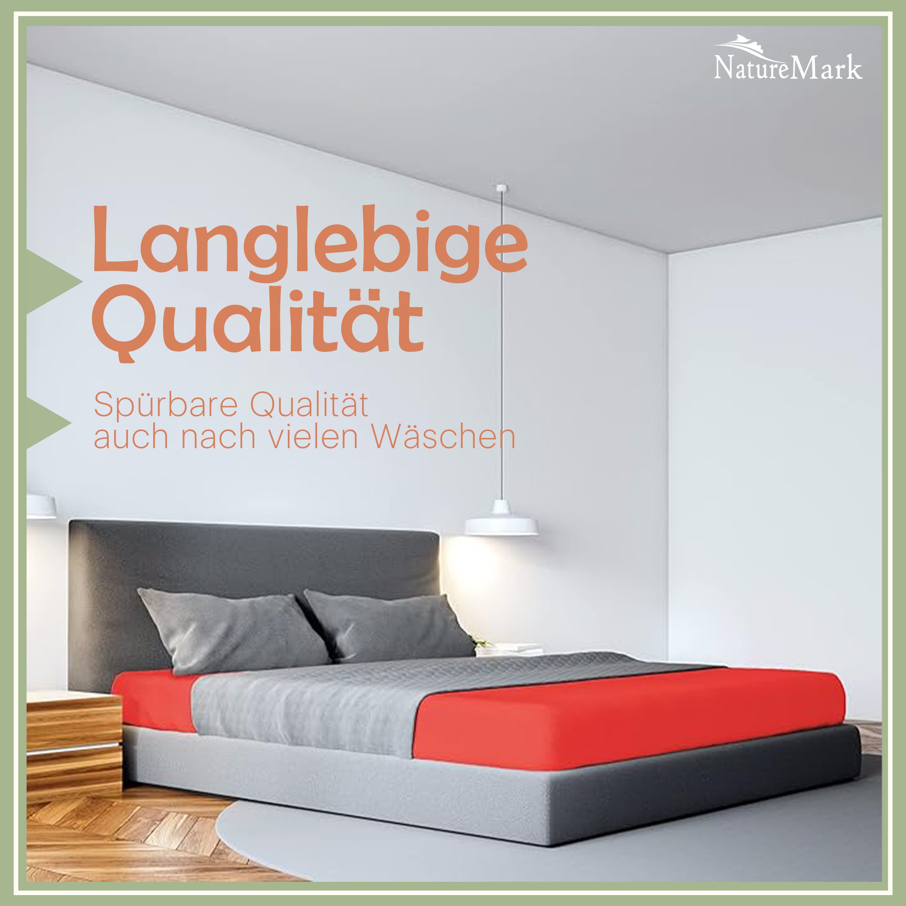 NatureMark Spannbettlaken Mikrofaser Spannbetttuch, Polyester, Gummizug: rundum, viele Größen und Farben Markenware, 200x220 cm, Rot – Bild 4 von 5