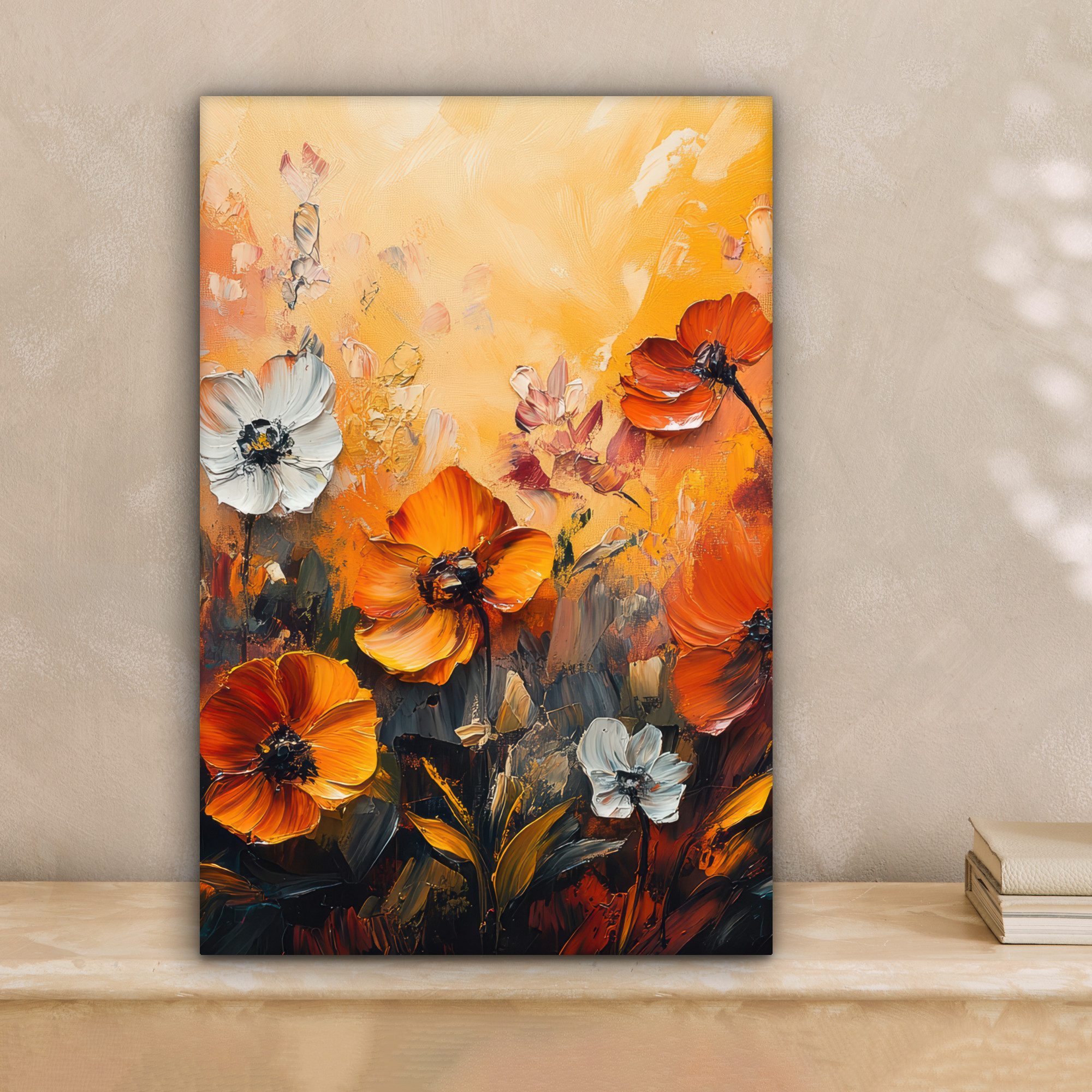 OneMillionCanvasses® Leinwandbild Blumen - Abstrakt - Herbstfarben - Modern günstig online kaufen