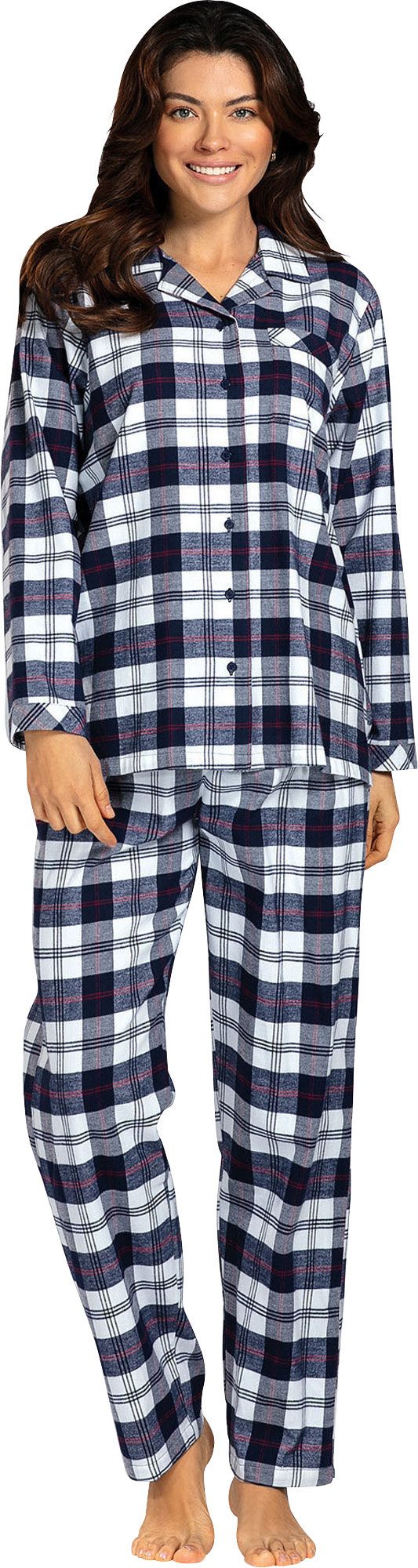 comtessa Pyjama Damen-Schlafanzug Flanell Karo