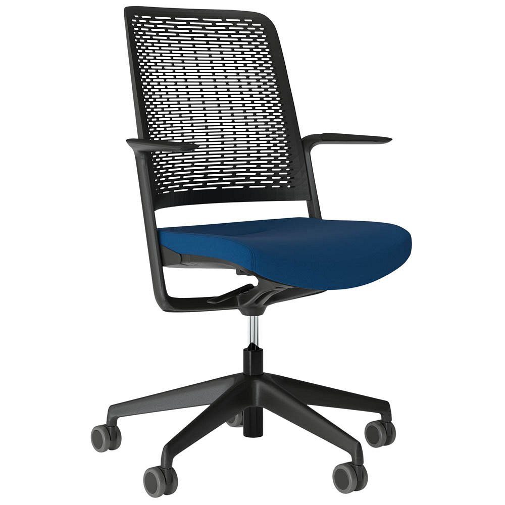 Nowy Styl Bürostuhl 1 Bürostuhl mit Armlehnen WITHME schwarz - Stoff blau
