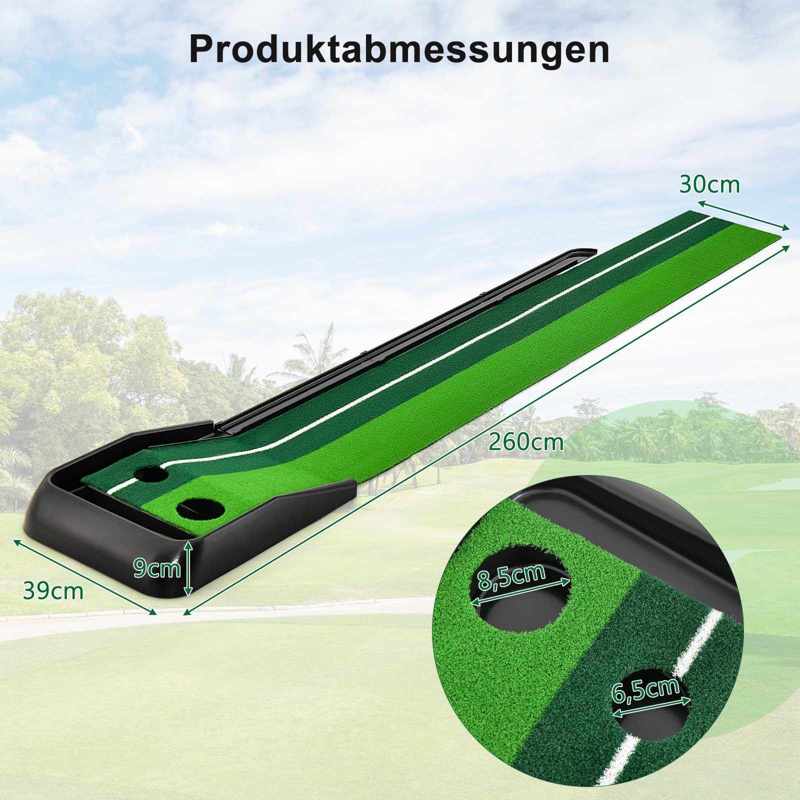COSTWAY Puttingmatte, mit Ballrücklaufschiene