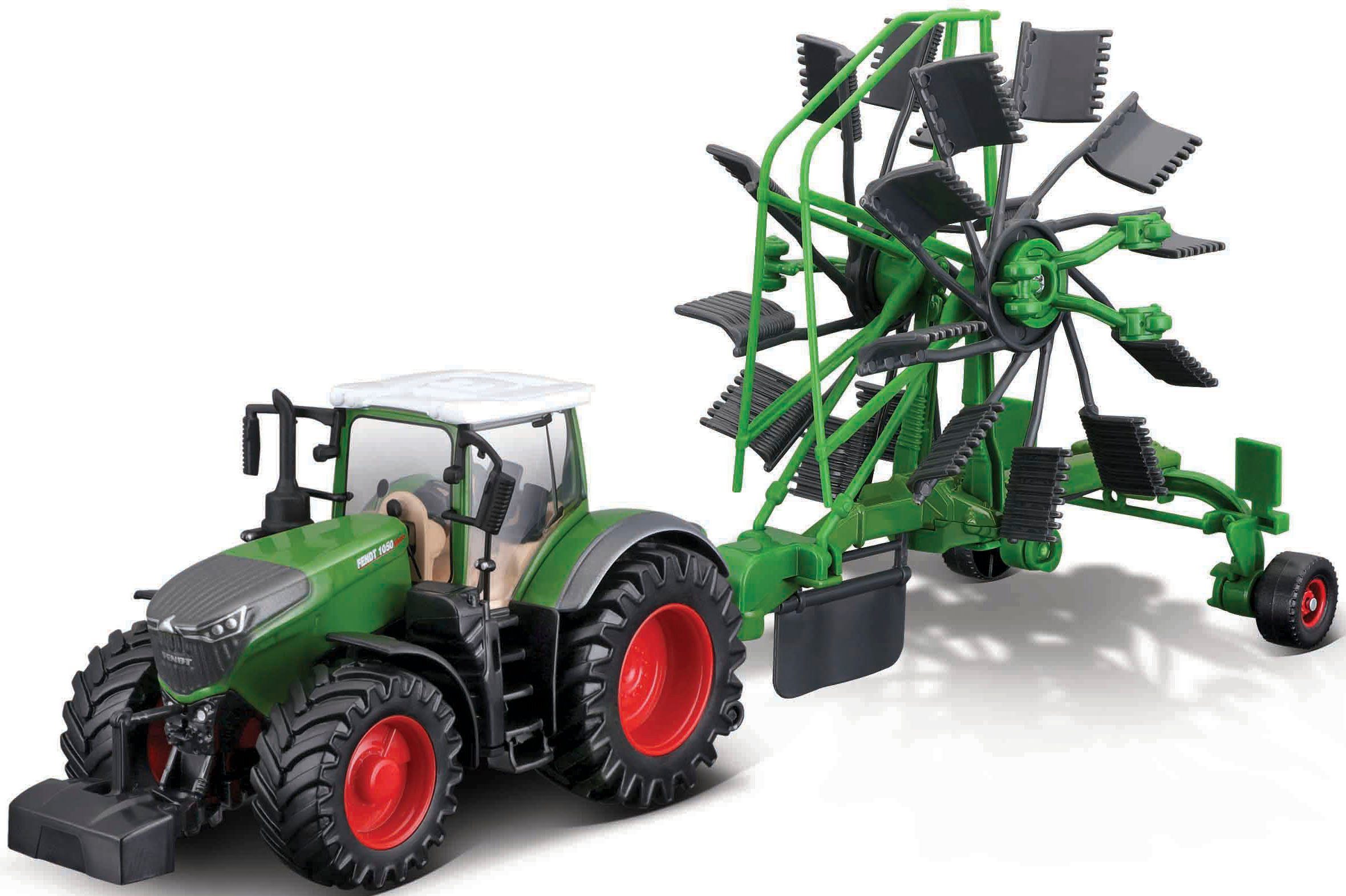 Bburago Spielzeug-Traktor Farmland, FENDT Vario 1050 mit Heuwender günstig online kaufen