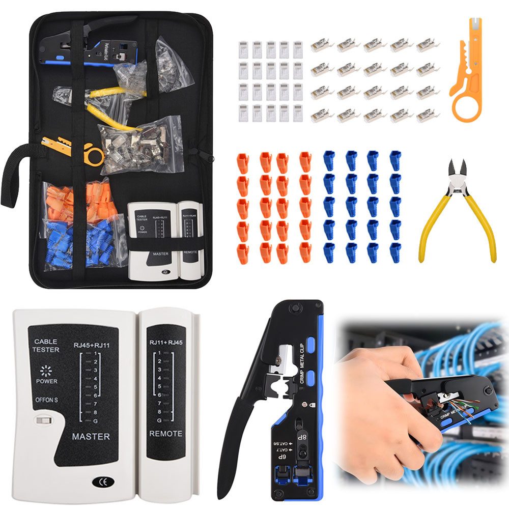 QUBEBU Crimpzange Netzwerk Werkzeug Set, RJ45 günstig online kaufen