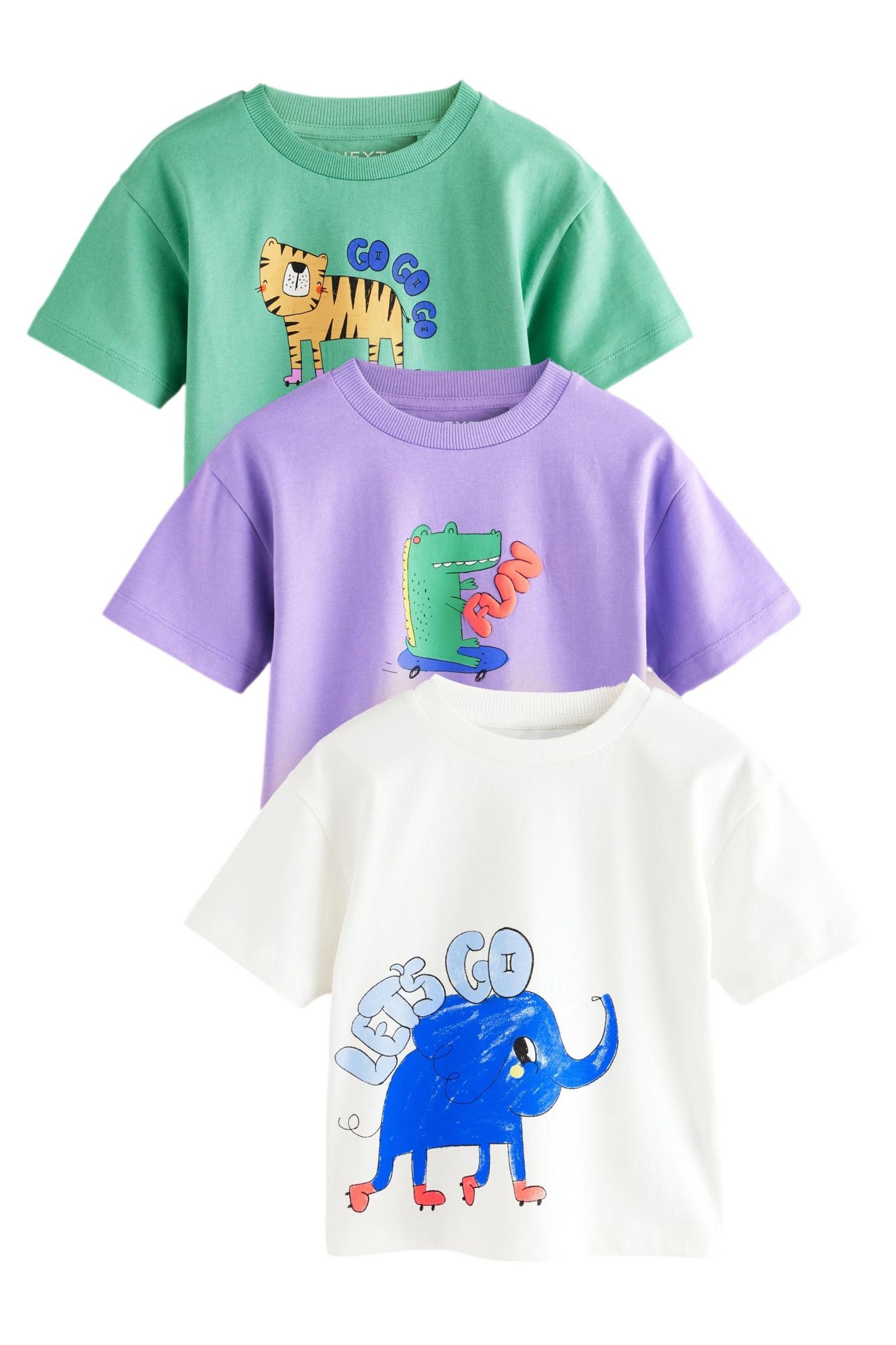 T-Shirt 3er-Pack Kurzarm-T-Shirts aus 100 % Baumwolle