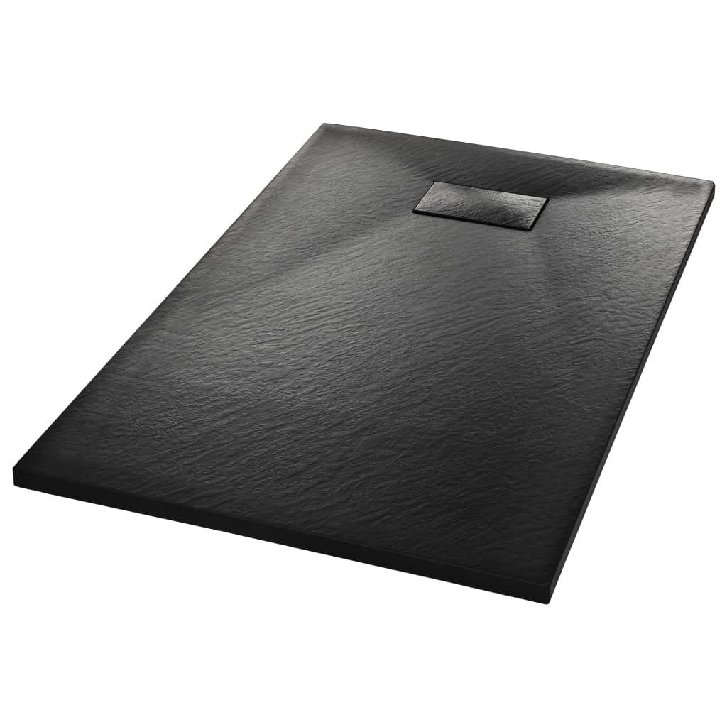 vidaXL Duschwanne 100 x 80 cm Duschwanne SMC Kunststoff faserverstärkt Schwarz 100x80 cm, Rechteck