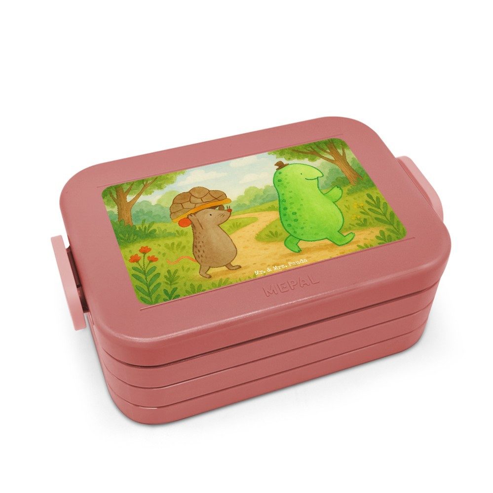 Mr. & Mrs. Panda Butterdose Schildkröte Maus Design, Bentobox, Rot Pastell, Freunde, Snackbox, Be, Polypropylen lebensmittelecht, (Packung), Fröhlich Jausenbox Schildkröte