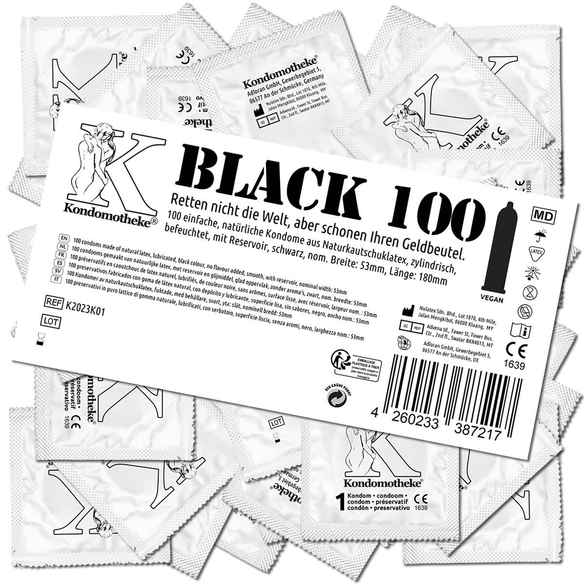 Kondomotheke Kondome BLACK (schwarze Kondome ohne Extras, für jede Stellung) Beutel mit, 100 St., dunkle Kondome -, die preiswerten Kondome zum Super-Sparpreis