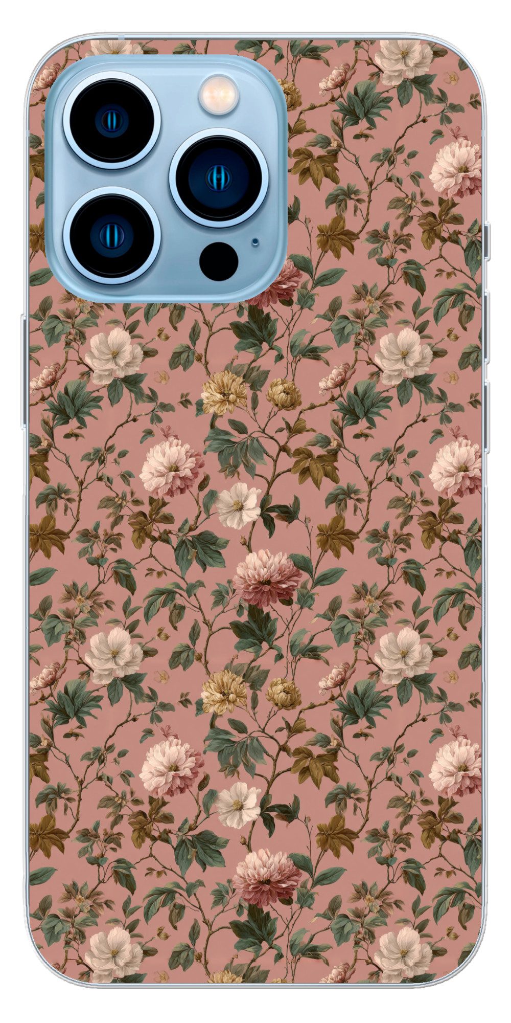 MuchoWow Handyhülle für Apple iPhone 13 Pro Blumen - Klassisch - Rosa, Smartphone-Bumper, Print, Handy Schutzhülle Dünn