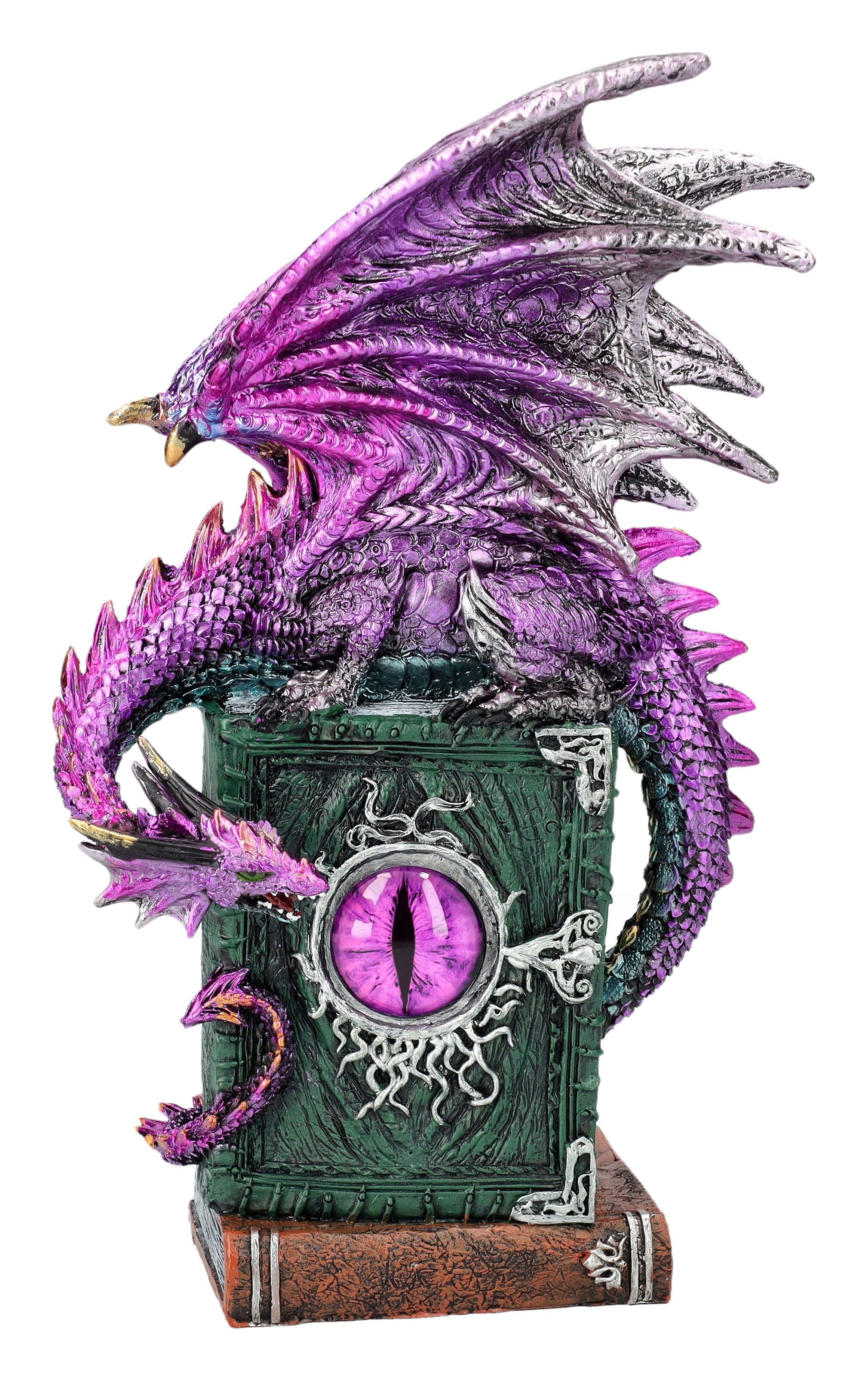 Figuren Shop GmbH Fantasy-Figur Drachen Figur mit Auge lila - Dragon Fable - Drachenfigur Fantasy Deko
