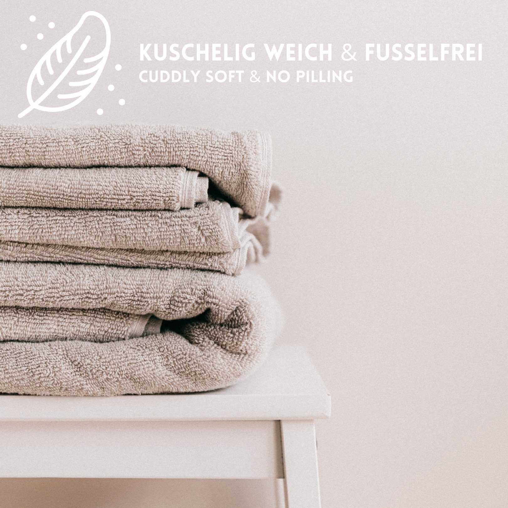 Hometex Premium Textiles Handtuch in nachhaltiger Premium Qualität 450 g/m², 8er Gästetücher, Kuschelig weich und sehr saugfähig, Extra flauschige Hotel-Qualität