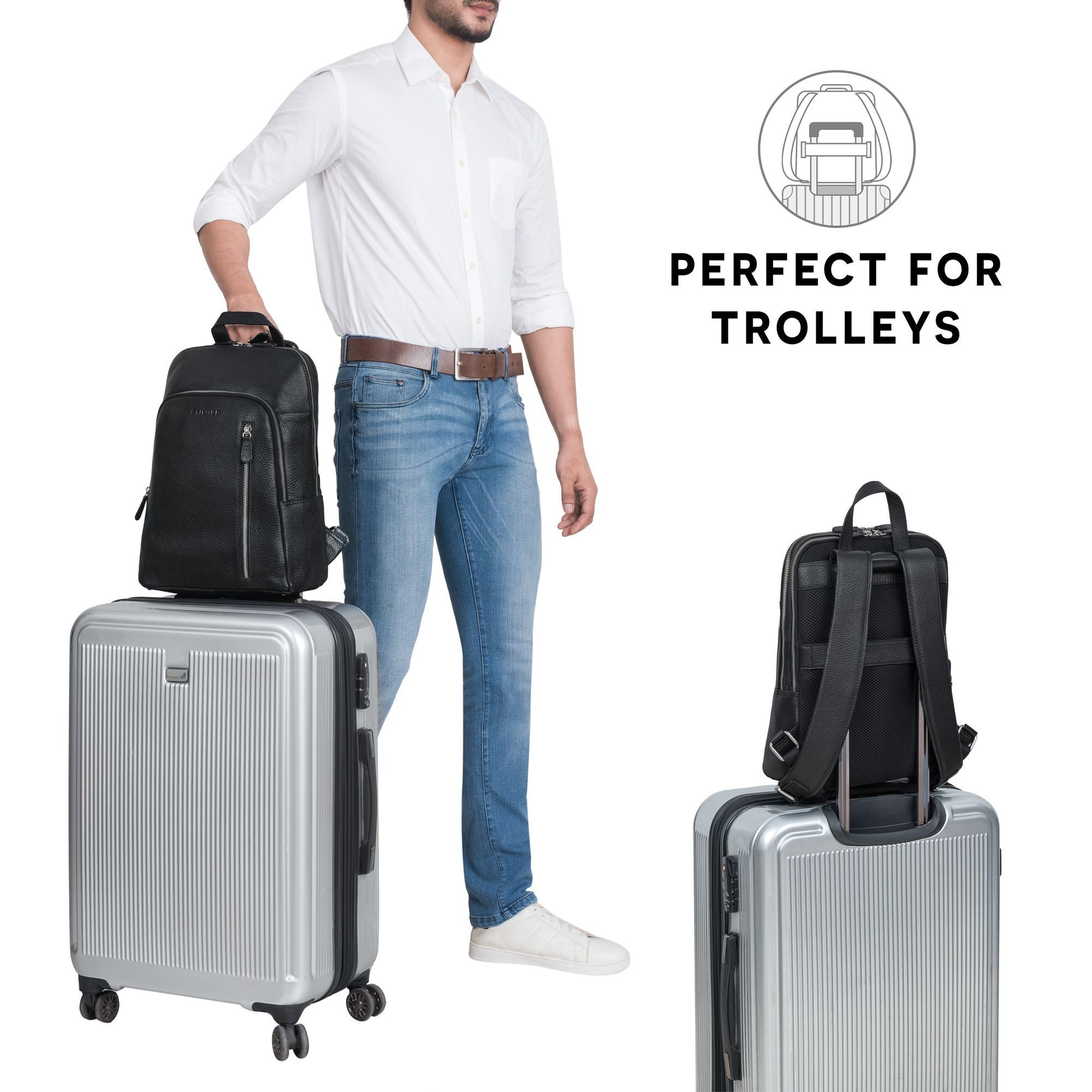 STILORD Cityrucksack "Taron" Echt Lederrucksack mit Laptop-Fach 13.3 Zoll für Damen Herren