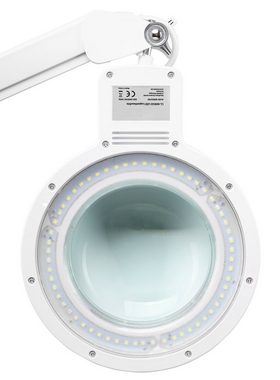 Showlite Lupenlampe LL-6085D LED Lupenleuchte, 2,25-fache Vergrößerung, LED fest integriert, Tageslichtweiß, 8W 5 Dioptrien Set inkl. Rollenstativ und Tischklemme