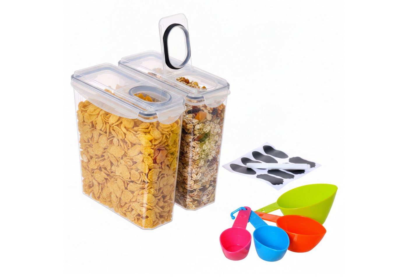 relaxdays Vorratsdose Set luftdicht 3,7 Liter, Kunststoff, (2-tlg), 2er Pack