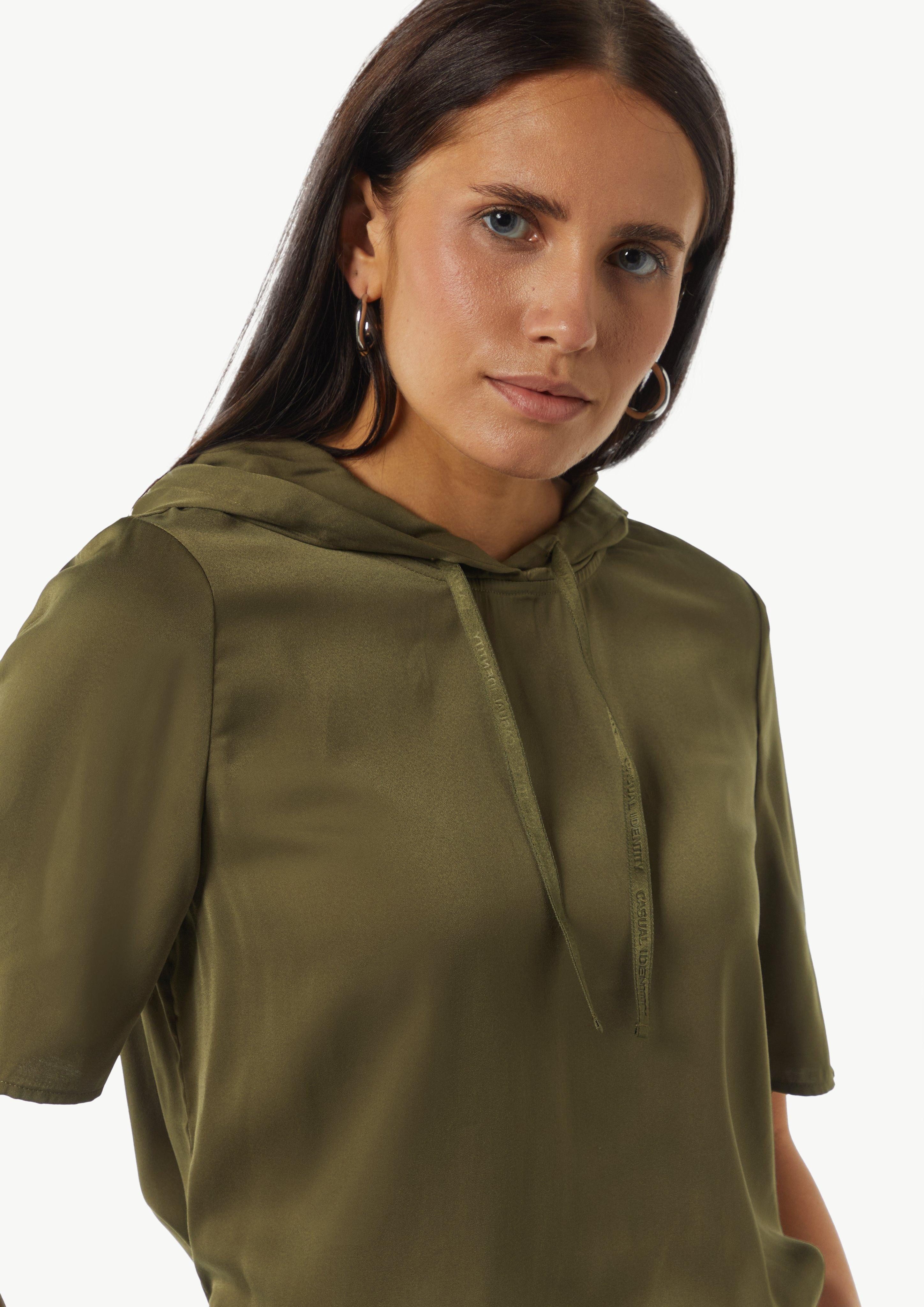 comma casual identity Kurzarmbluse Hoodie-Bluse aus günstig online kaufen