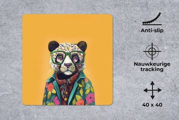 MuchoWow Gaming Mauspad Panda - Brille - Hippie (1-St), Mousepad mit Rutschfester Unterseite, Gaming, 40x40 cm, XXL, Großes