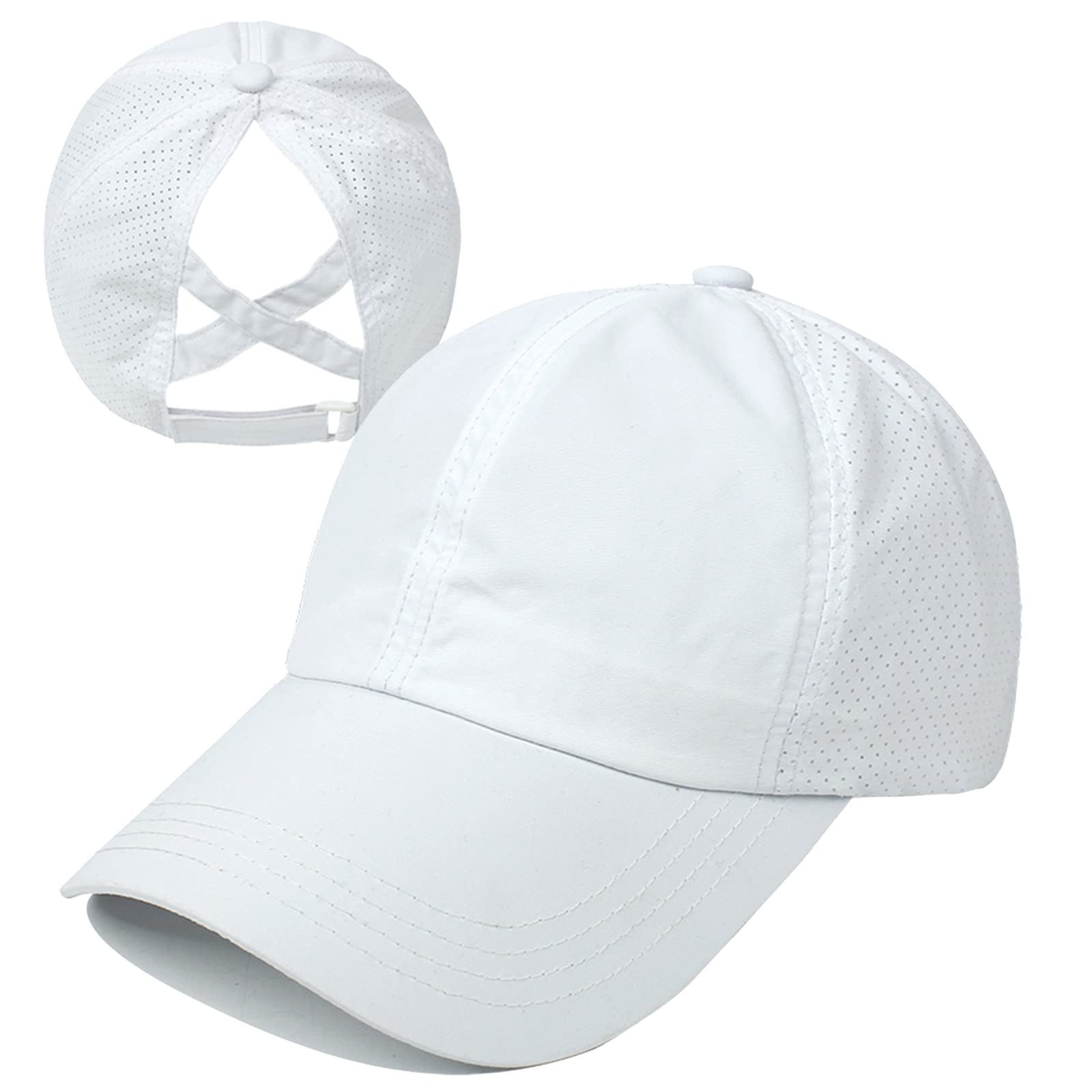 Zyronn Baseball Cap Baseballkappe für Damen mit überkreuzter Öffnung für den Pferdeschwanz Schnelltrocknende Trucker-Cap, geeignet für Outdoor-Sportarten.