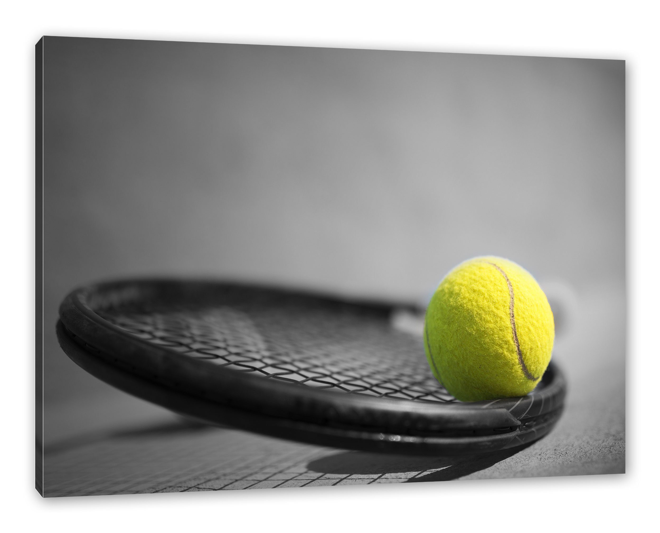 Pixxprint Leinwandbild Tennisball Zackenaufhänger bespannt, (1 Leinwandbild St), inkl. fertig Schläger, Schläger Tennisball