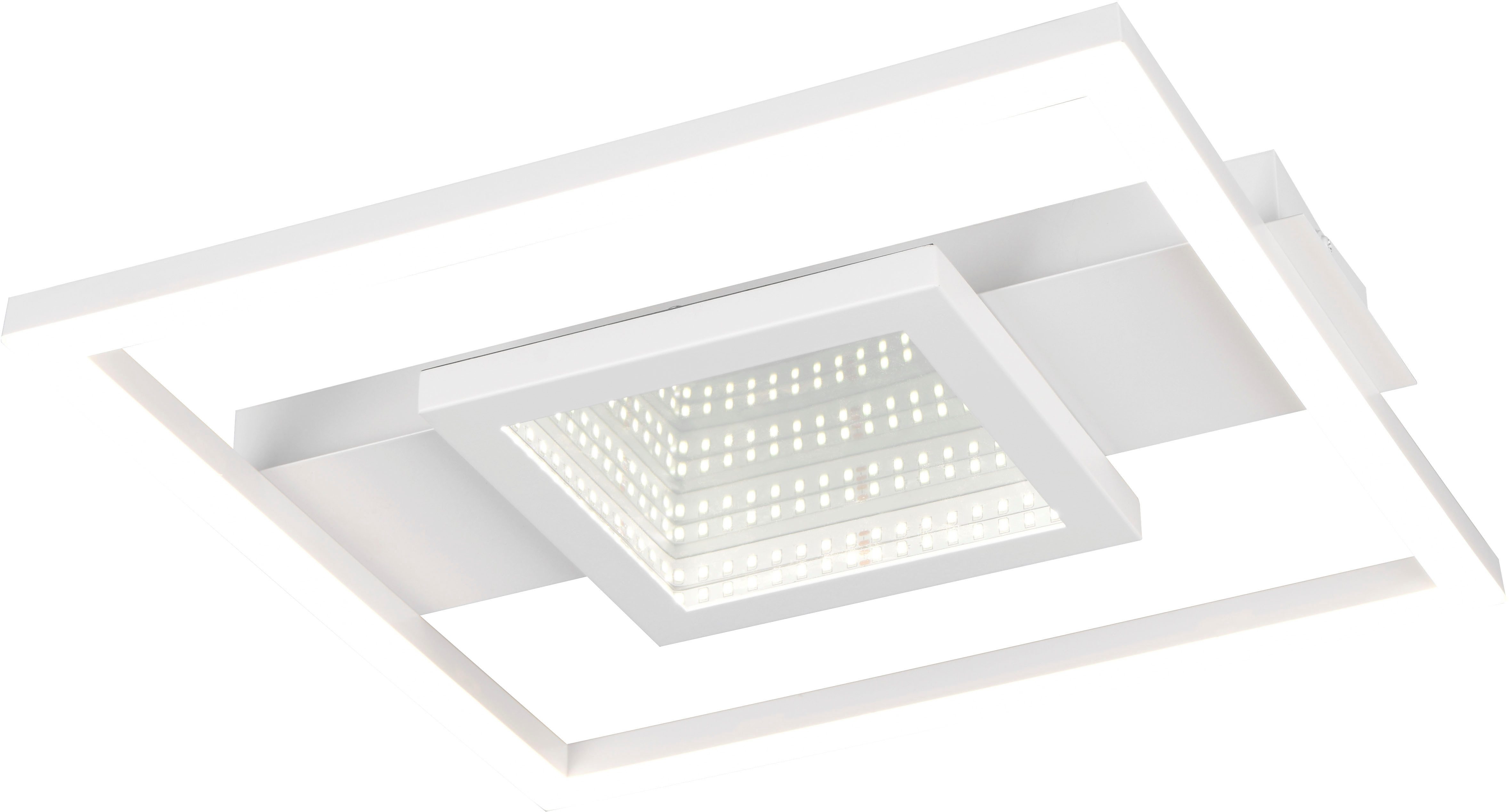 Reality Leuchten LED Deckenleuchte WHEELER, LED Deckenlampe 16W 2000 Lumen 4000K kaltweißes Licht, LED fest integriert, Kaltweiß, Lichteffekte mit Spiegelfolie, 35 x 33 cm, Wand- oder Deckenleuchte