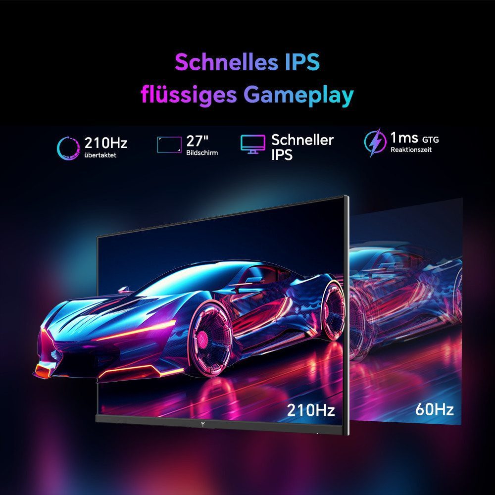 KTC H27T6 Gaming-Monitor (68,58 cm/27 ", 2560 x 1440 px, QHD, 1 ms Reaktionszeit, 210 Hz, Fast IPS)