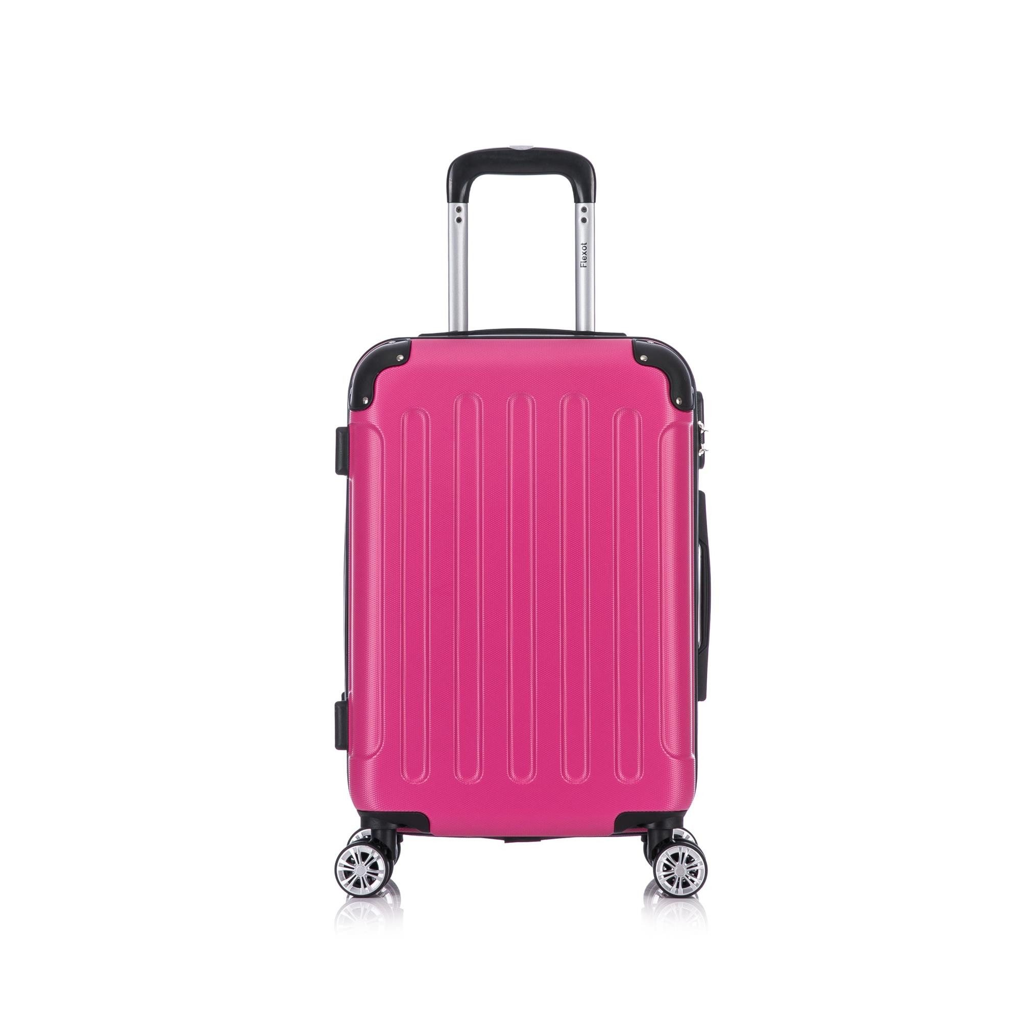 Flexot Hartschalen-Trolley F-2045 Kofferset, 360° Rollen, robuster Reisekoffer, Bordcase, 4 Rollen, Robuster und moderner Koffer mit vier 360° Rollen und Zahlenschloss