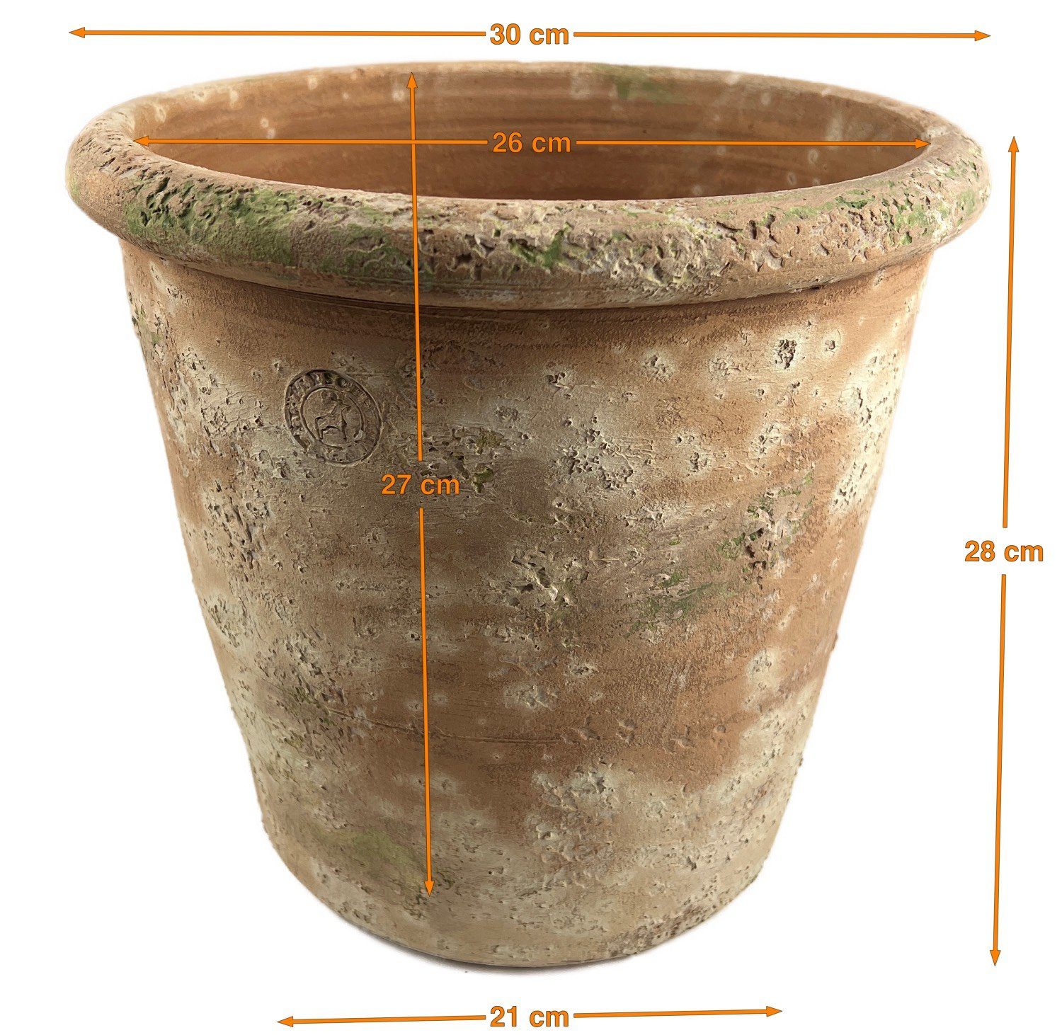 Blumentopf Antik cm Terracotta Vaso 30 Hirsch handgefertigt Caspo Galestro