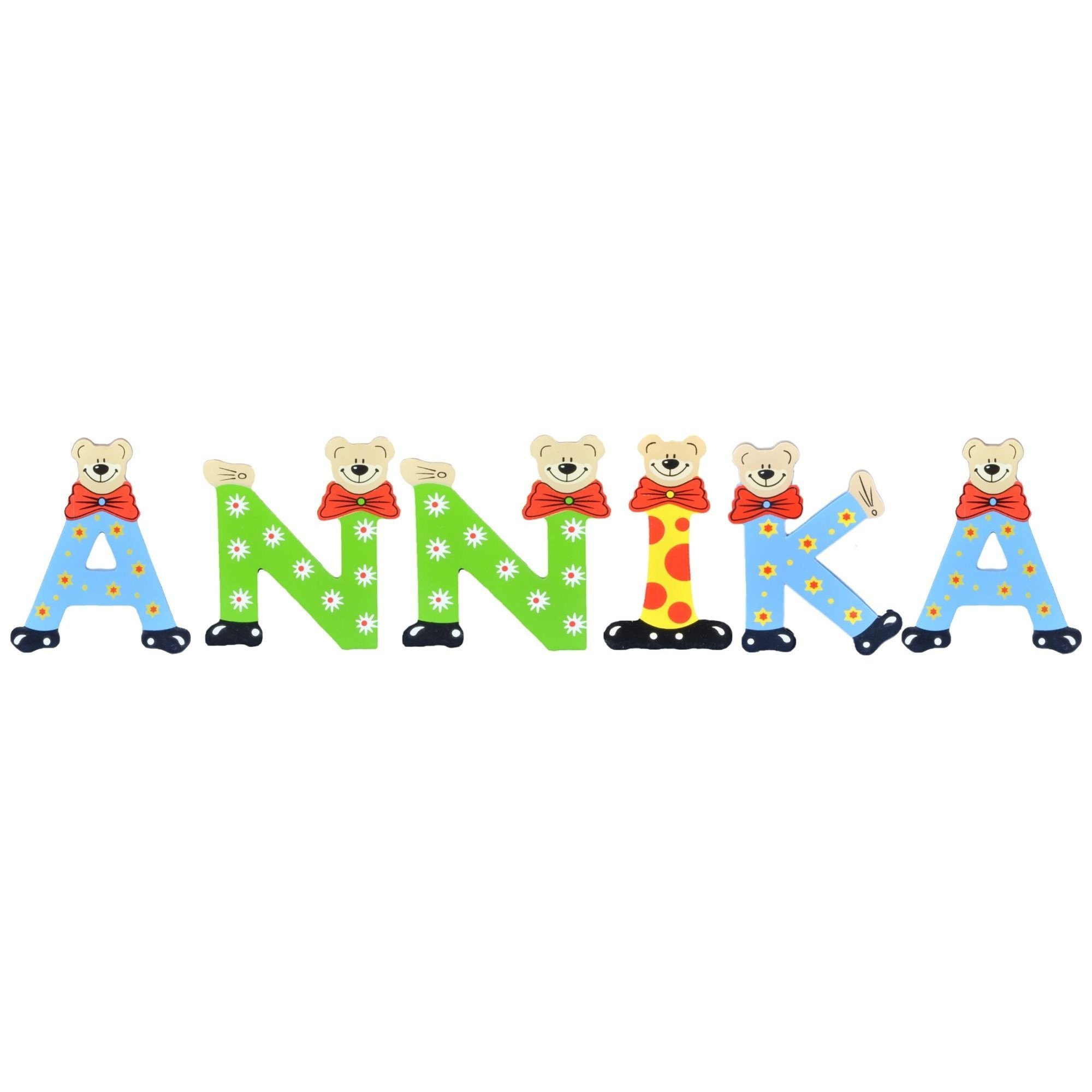 6 Namen-Set, Kinder sortiert (Set, - Deko-Buchstaben ANNIKA Playshoes St), Holz-Buchstaben