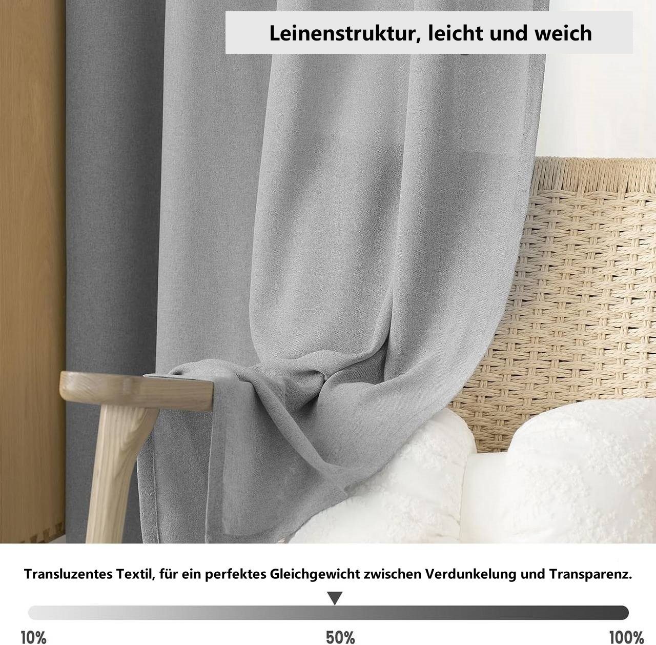 Woltu Gardine, Ösen (2 St), halbtransparent, günstig online kaufen