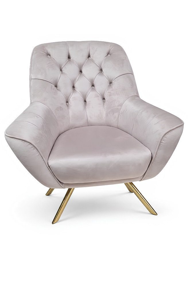 Xlmoebel Chesterfield-Sessel Chesterfield Grau Sessel Cocktailsessel Samtstoff Sofort (1-St., Sessel), Hergestellt in Europa