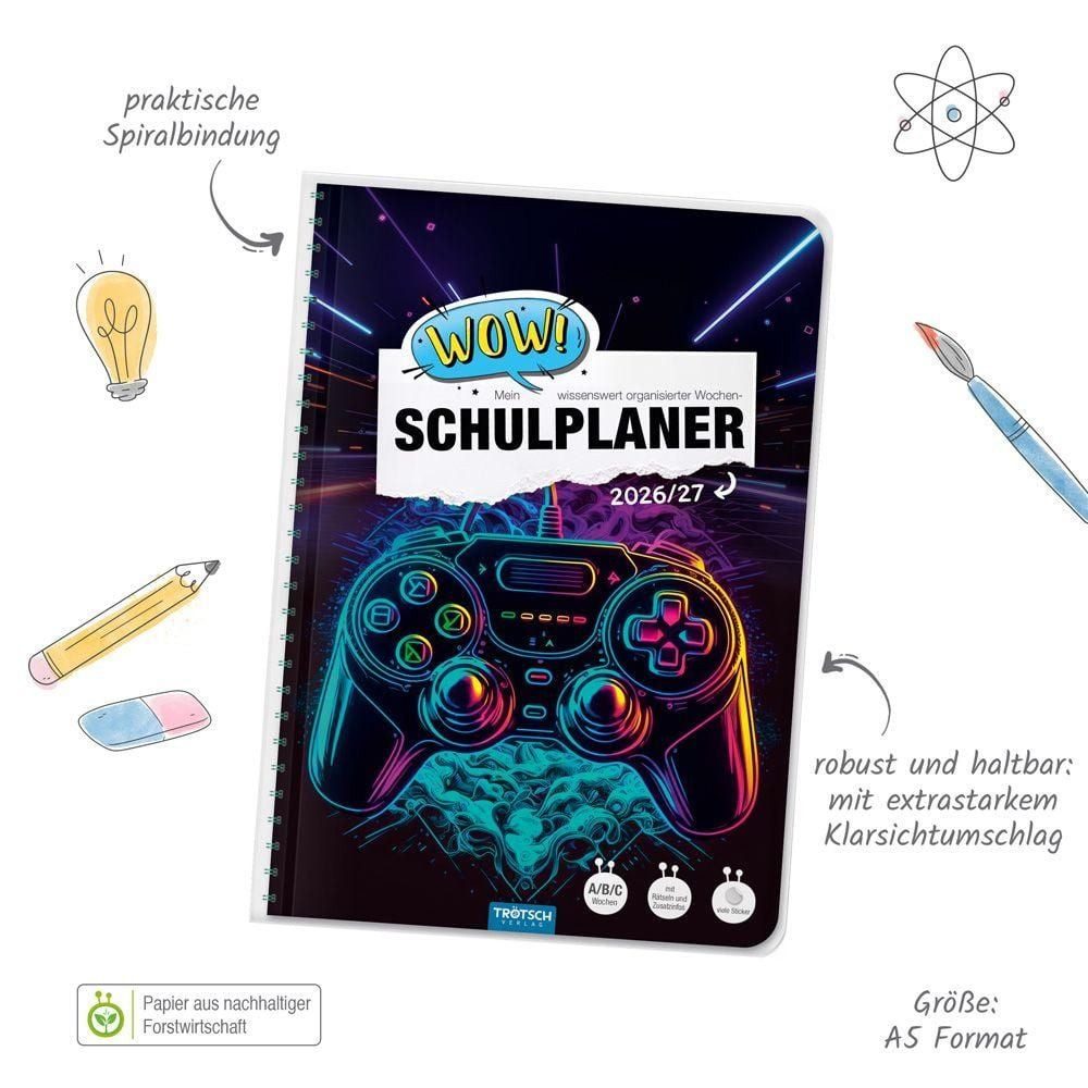 Trötsch Verlag Schulheft TRÖTSCH Schulplaner WOW! Gaming 2026/27 – Spiralbindung