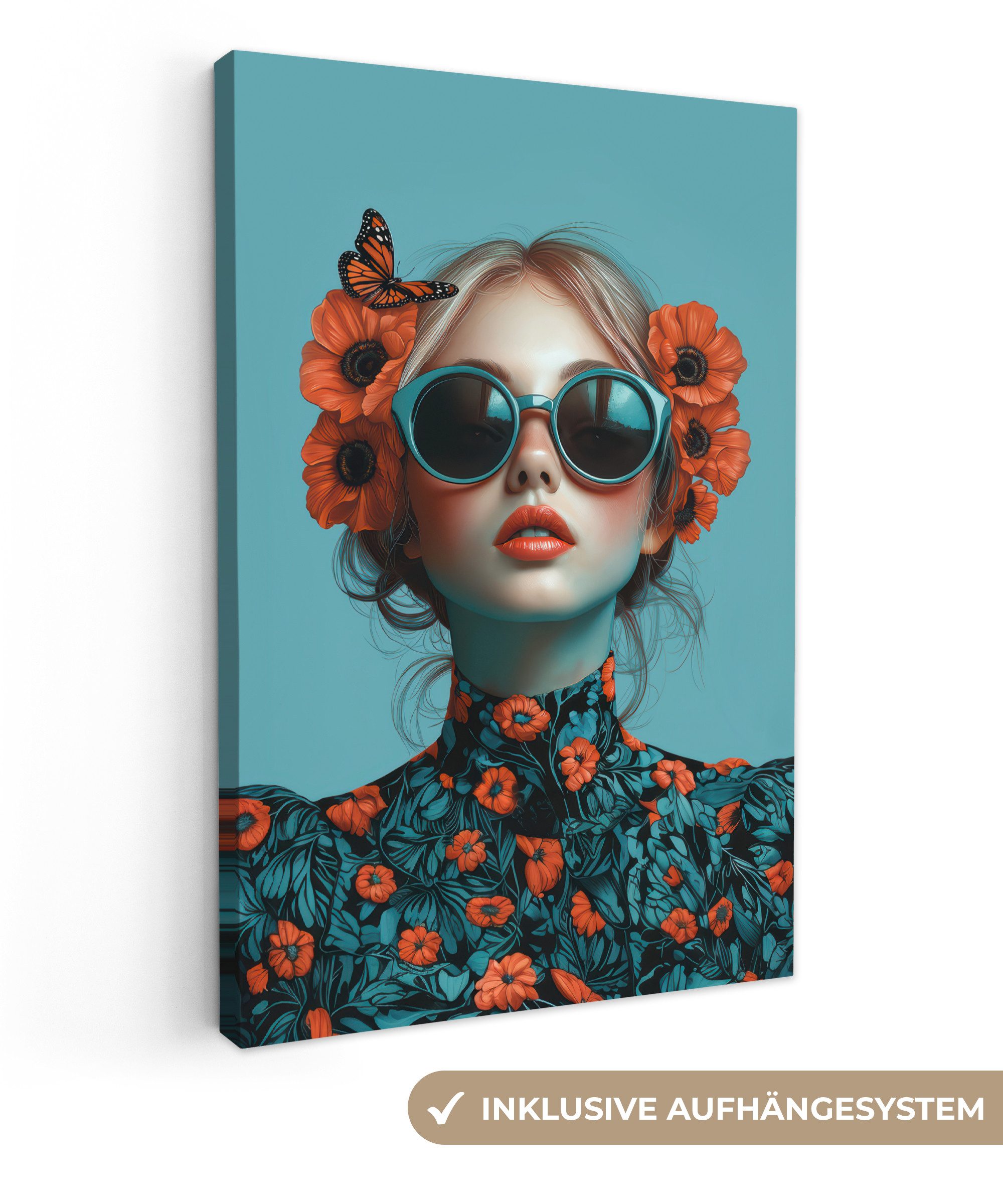 OneMillionCanvasses® Leinwandbild Frau - Blau - günstig online kaufen
