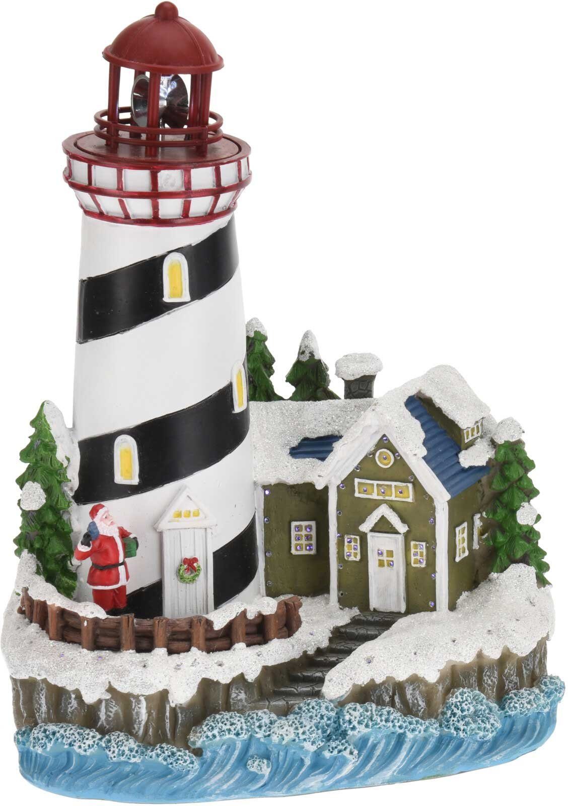 SELF IMPORT AGENCIES Weihnachtsdorf Leuchtturm, mit rotierendem LED-Licht